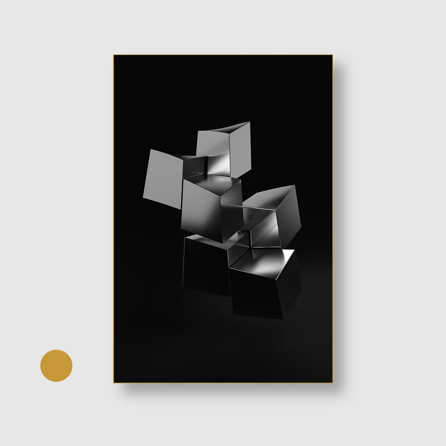 Metallic Cubes (Graphic Only) with Gold Frame - Minimal Abstract Wall Art