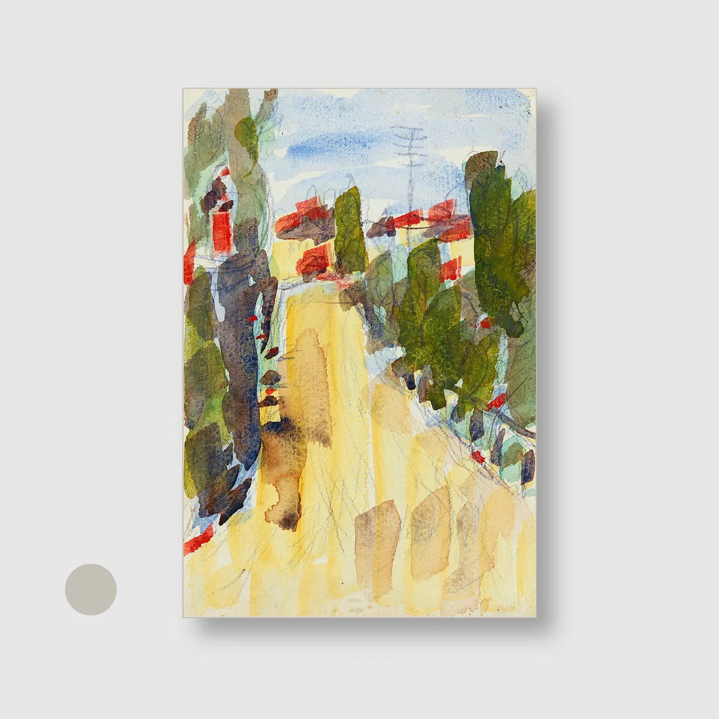 Street in Ticino (Lakeside Street) (1930) with Silver Frame - Serene Abstract Wall Art