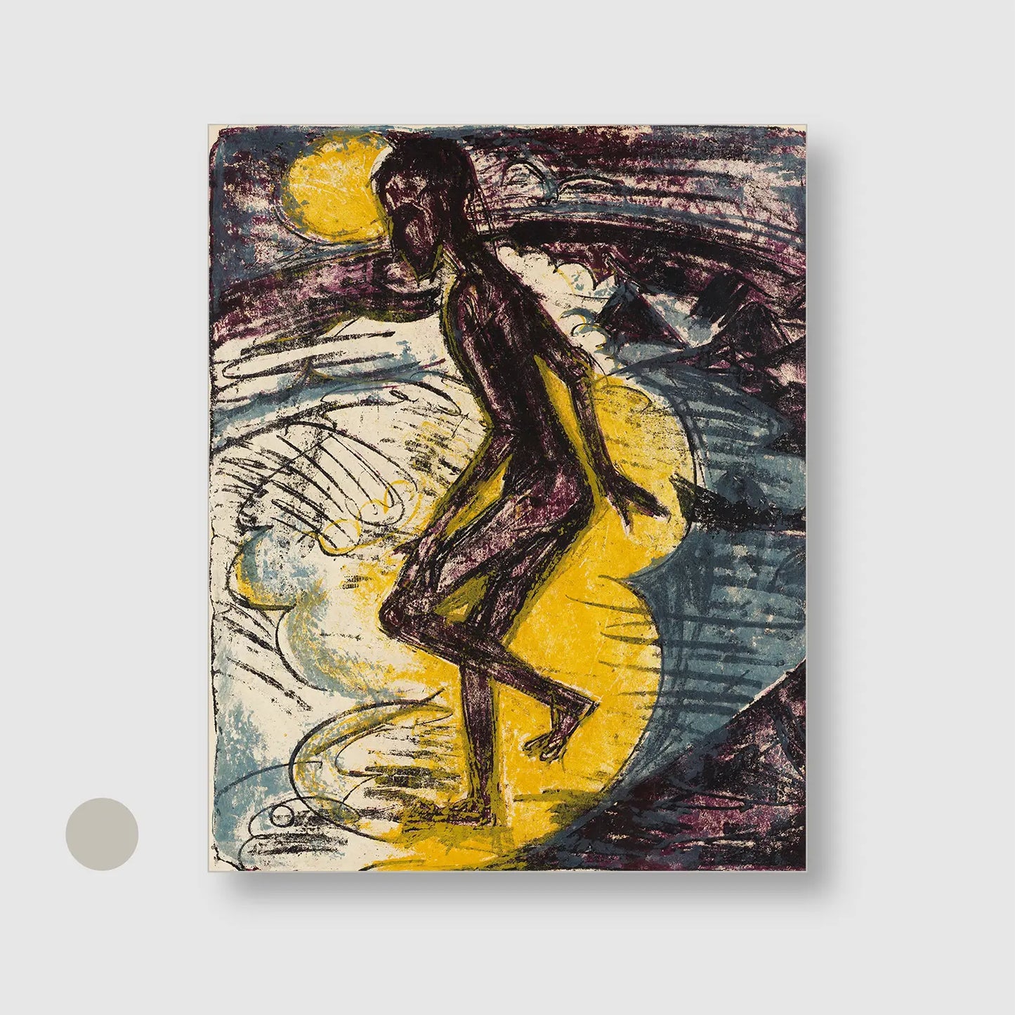 Man Walking into the Sea (Hans Gewecke) (1913) (Graphic Only) with Silver Frame - Dramatic People Wall Art
