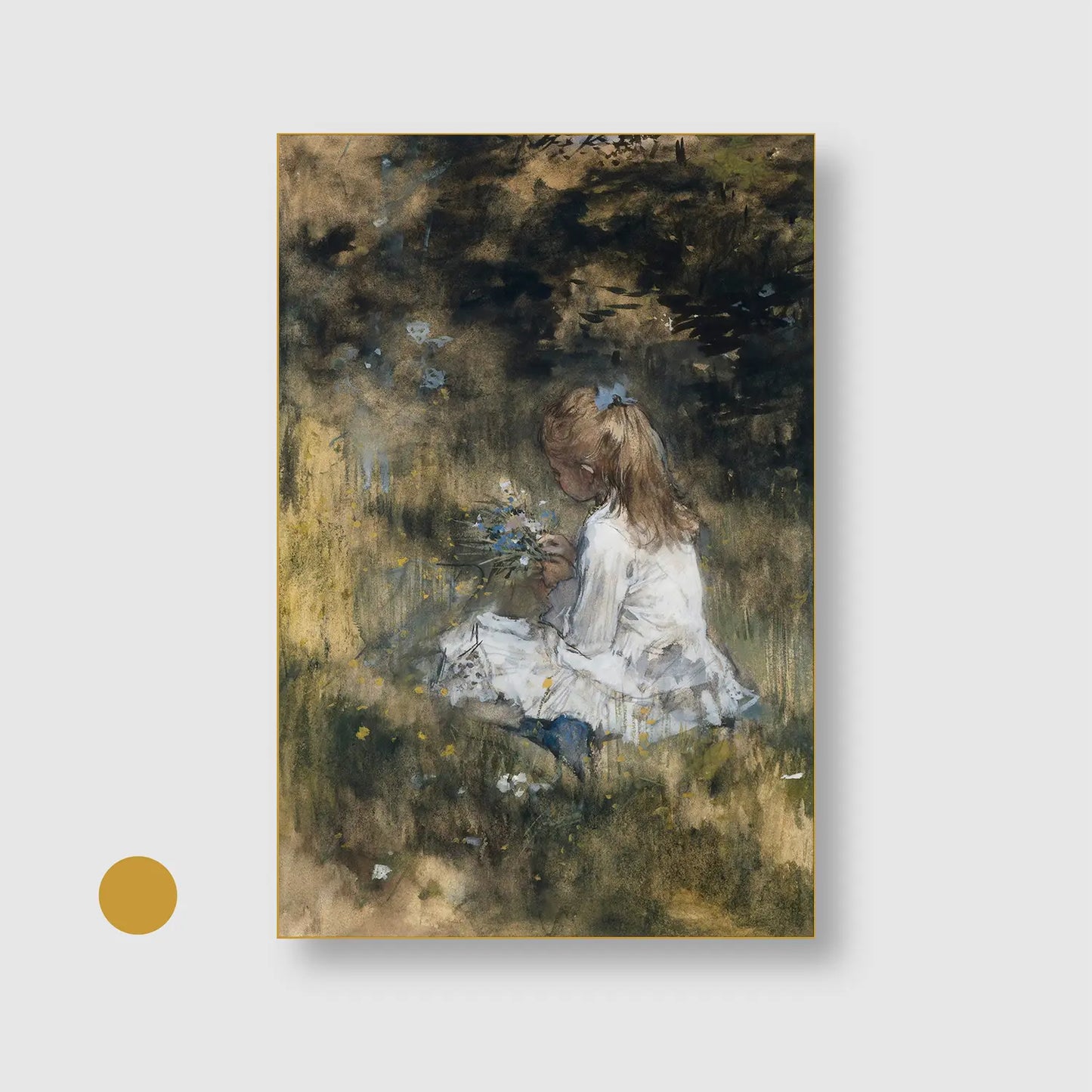 Little Gatherer (Graphic Only) with Gold Frame - Serene People Wall Art