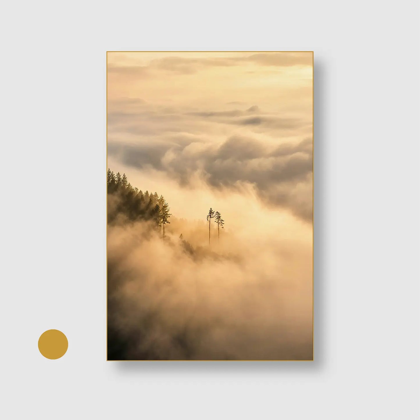 Misty Clouds (Graphic Only) with Gold Frame - Serene Nature Wall Art