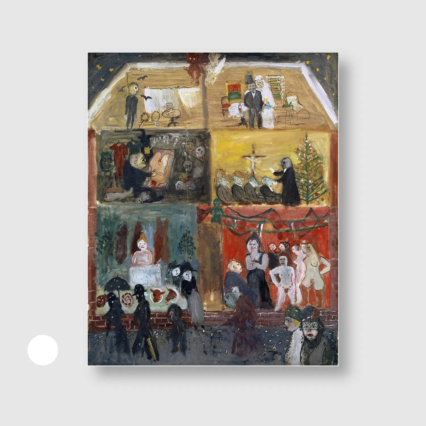 Cross Section of a House (1931) (Graphic Only) with White Frame - Intimate Abstract Wall Art