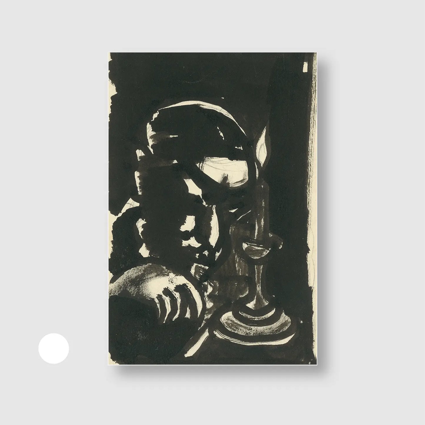 Man by the Candle Constantine (1922–1926) (Graphic Only) with White Frame - Dramatic Abstract Wall Art