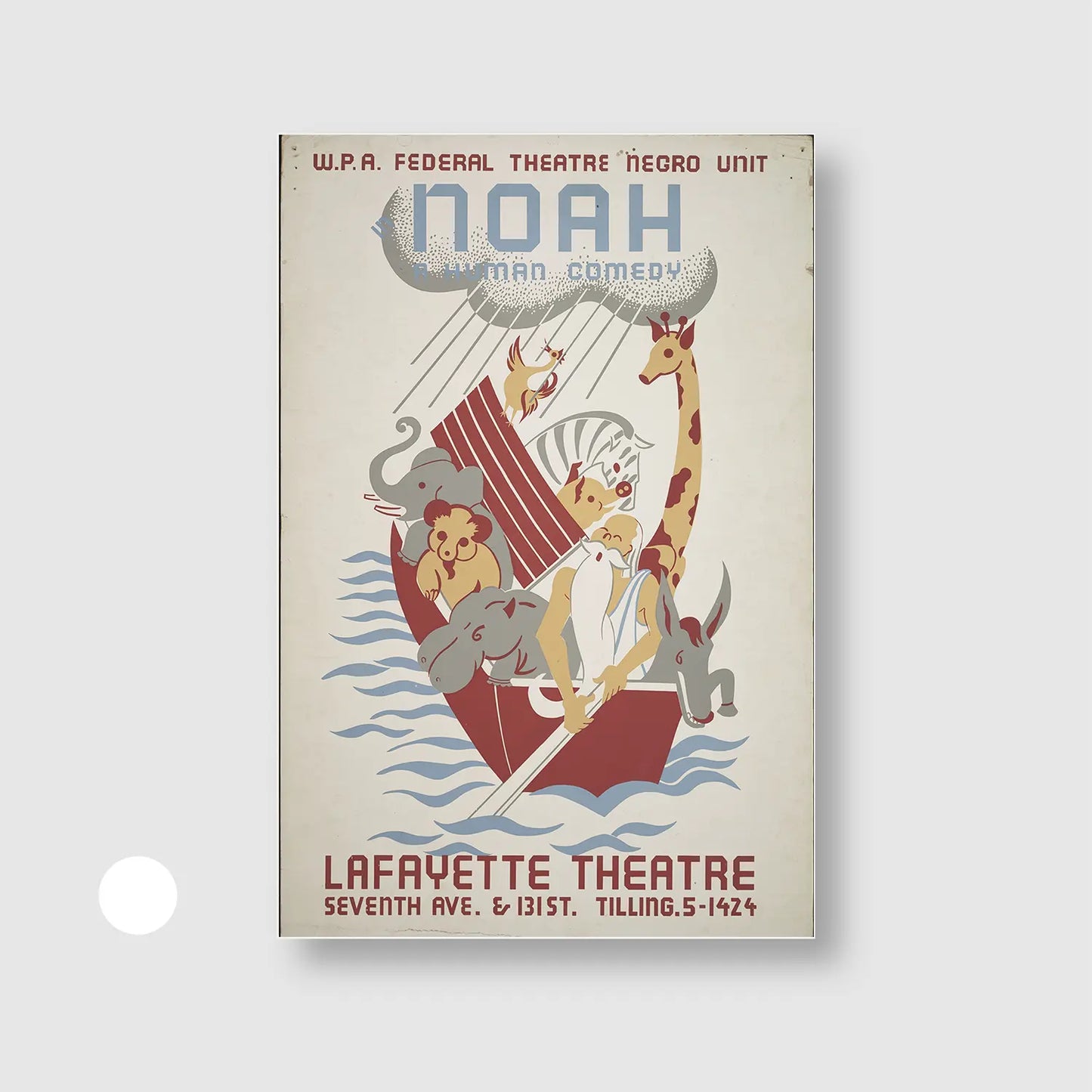 Noah (1934-1943) (Graphic Only) with White Frame - Playful Illustration Wall Art