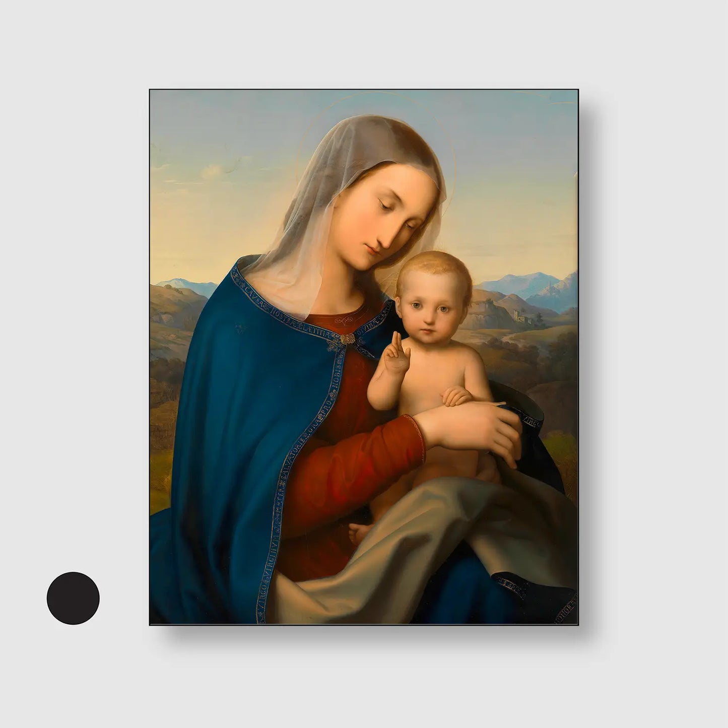 Madonna and Child (1829) (Graphic Only) with Black Frame - Serene Religious Wall Art