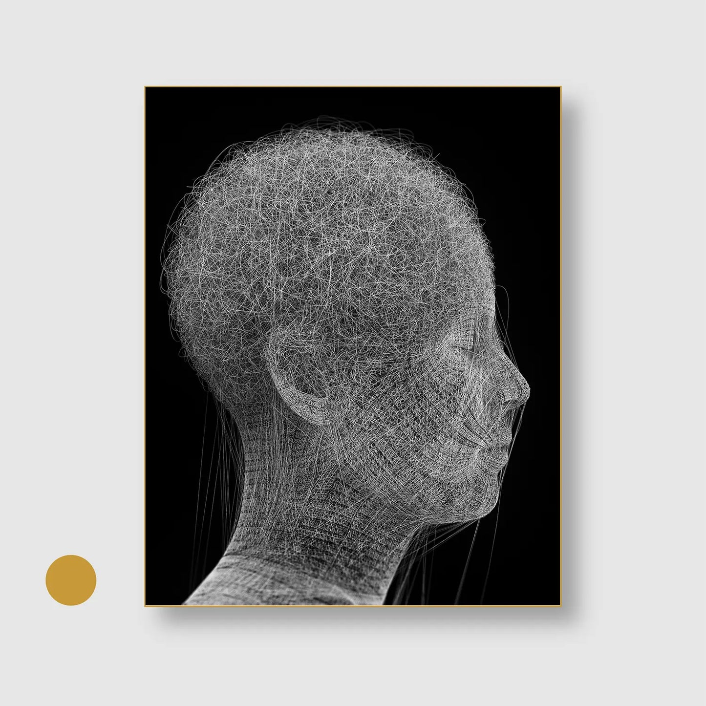 Cognitive Mesh (Graphic Only) with Gold Frame - Futuristic Abstract Wall Art