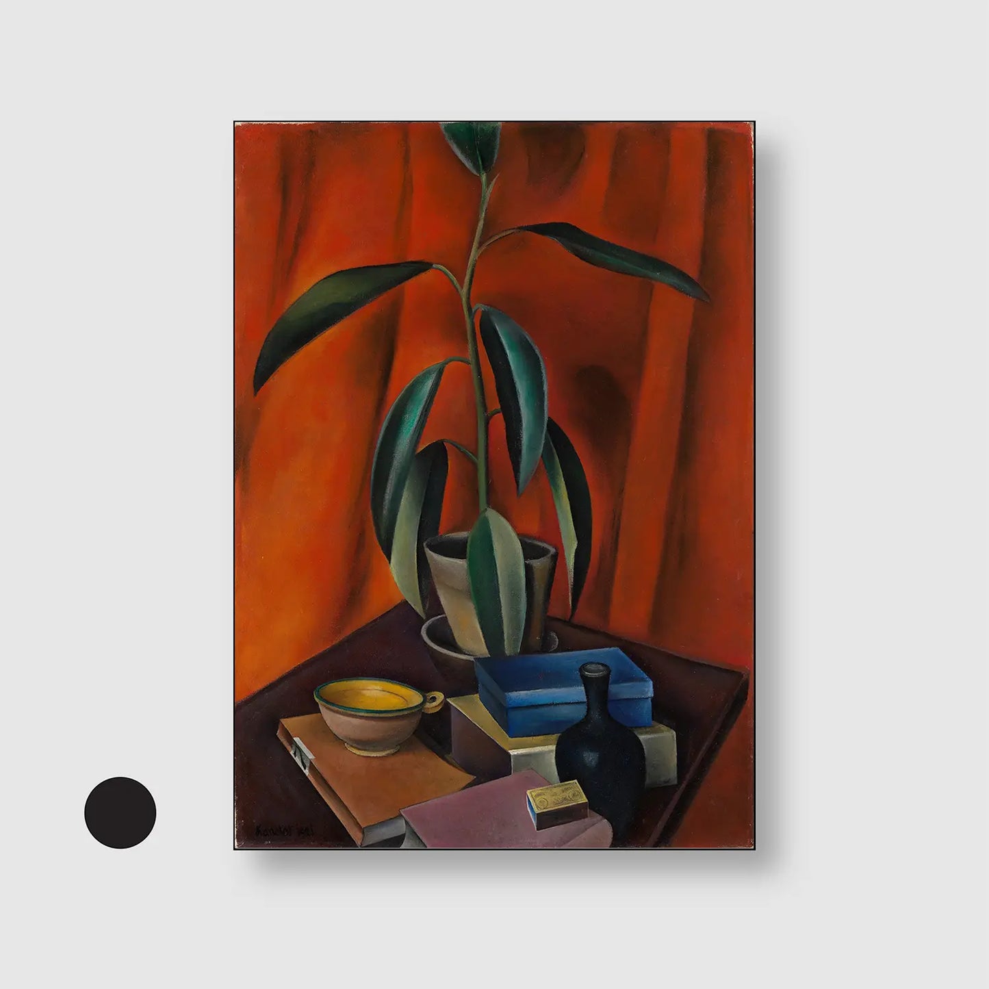 Still life with rubber tree (1921) (Graphic Only) with Black Frame - Minimal Abstract Wall Art