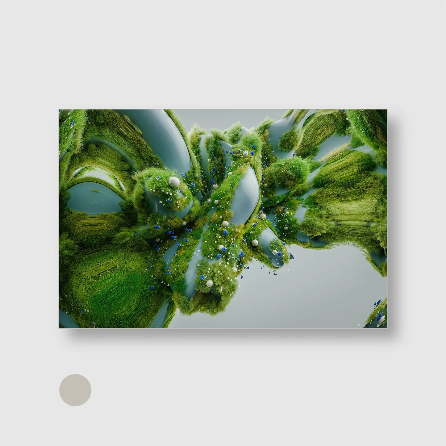 Botanical Fusion (Graphic Only) with Silver Frame - Futuristic Abstract Wall Art