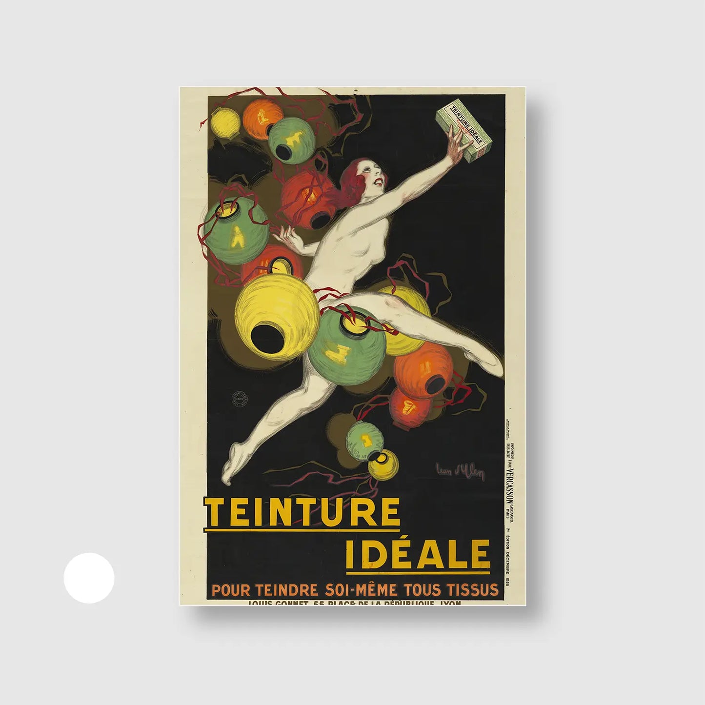 Ideal Dye (1928) (Graphic Only) with White Frame - Dramatic Illustration Wall Art