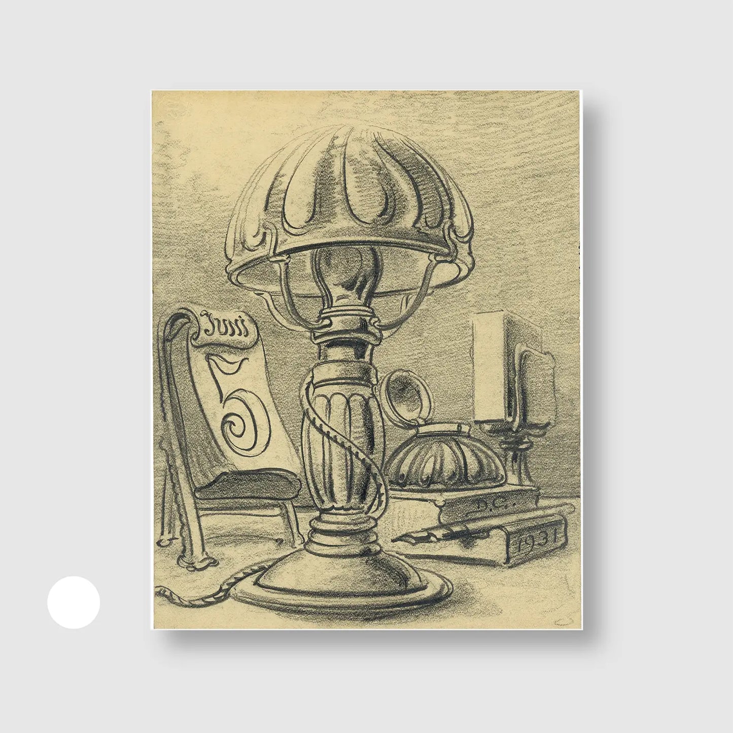 Light Lantern (1931) (Graphic Only) with White Frame - Minimal Illustration Wall Art