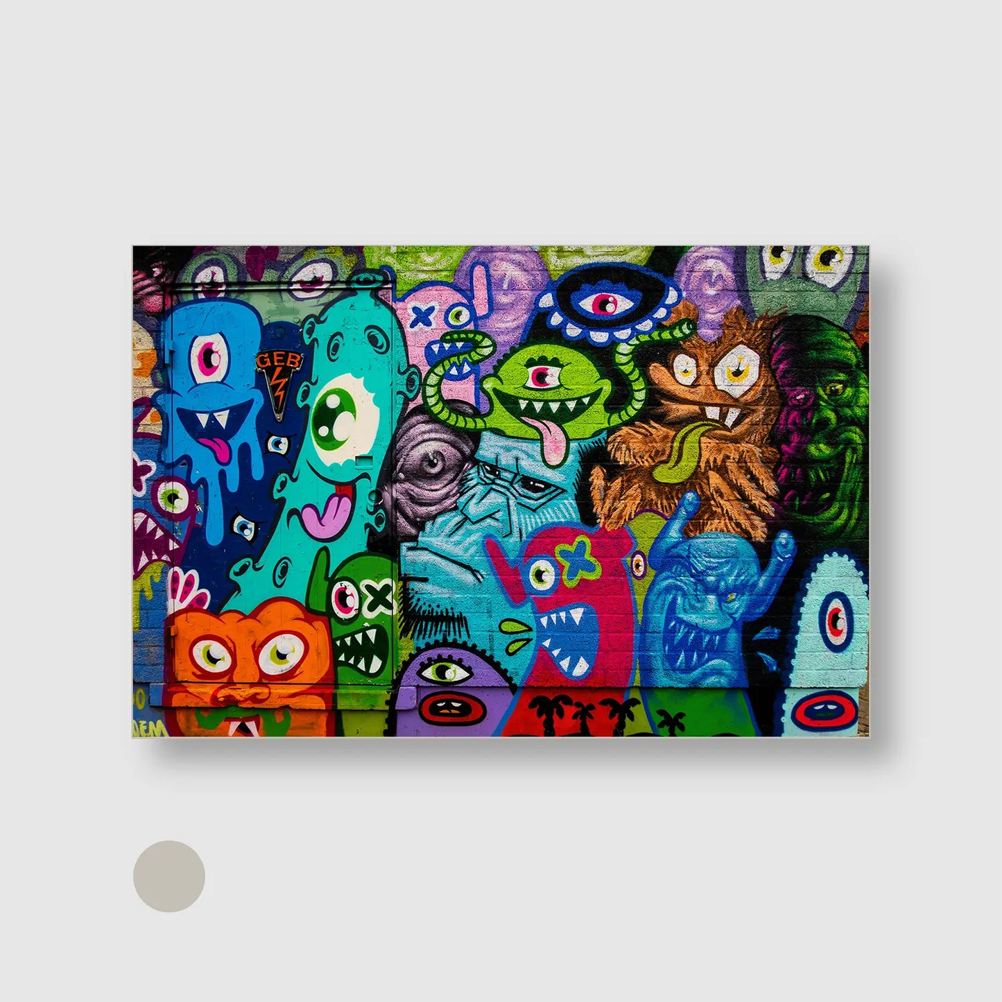 Monster Mash Mural (Graphic Only) with Silver Frame - Playful Urban Wall Art