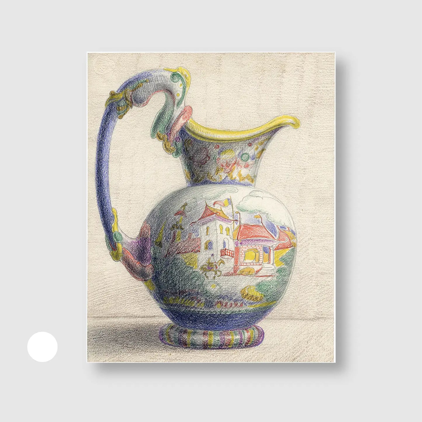 Vase (Graphic Only) with White Frame - Playful Still life Wall Art