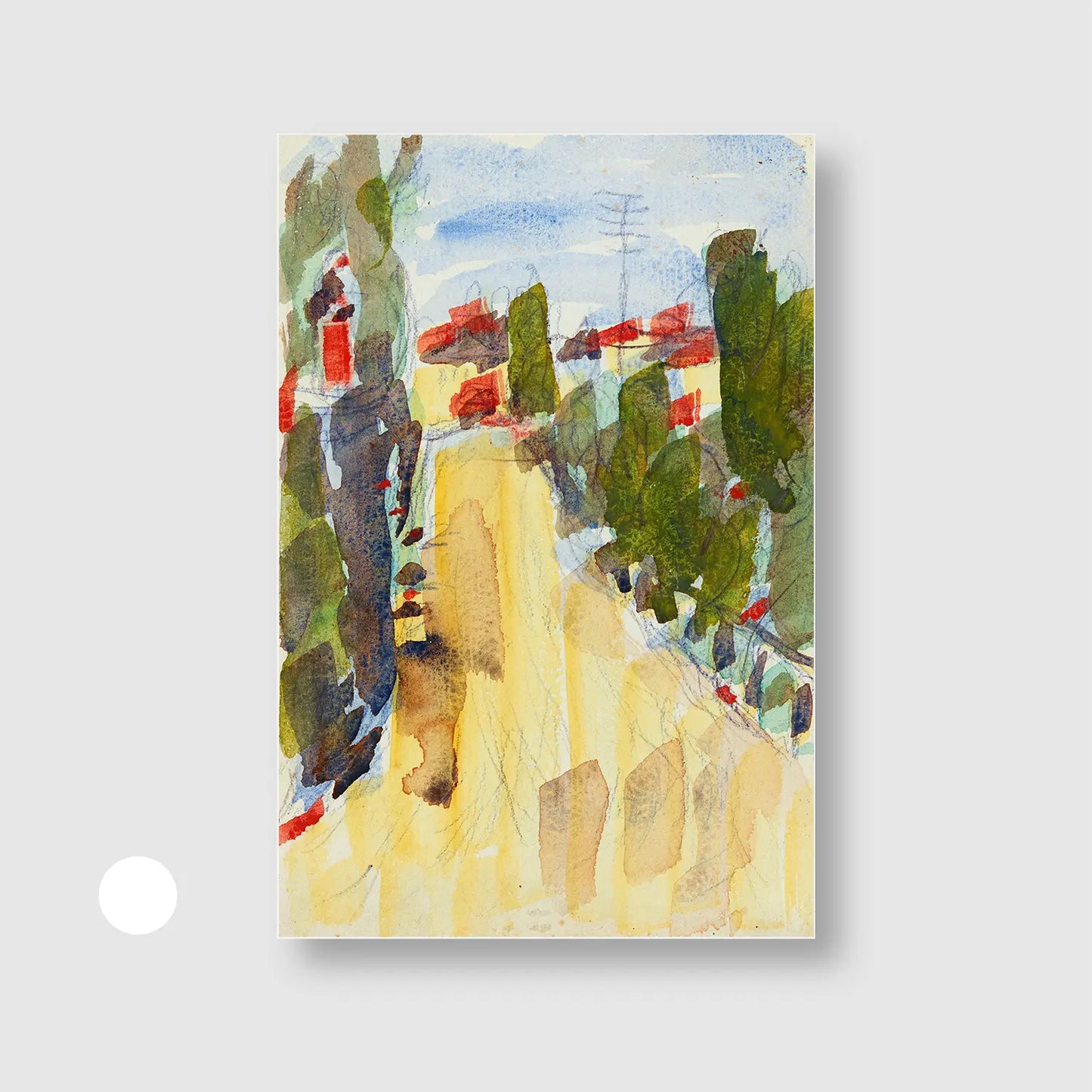 Street in Ticino (Lakeside Street) (1930) (Graphic Only) with White Frame - Serene Abstract Wall Art