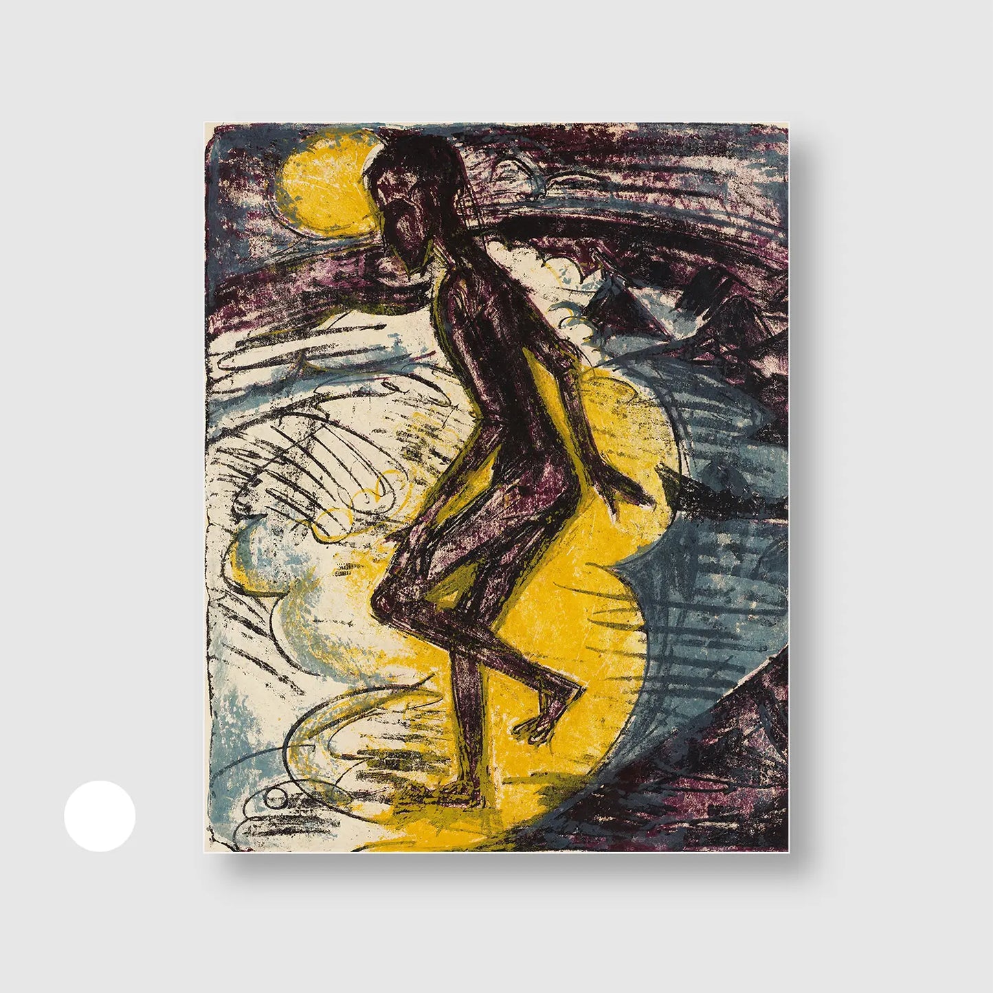 Man Walking into the Sea (Hans Gewecke) (1913) (Graphic Only) with White Frame - Dramatic People Wall Art