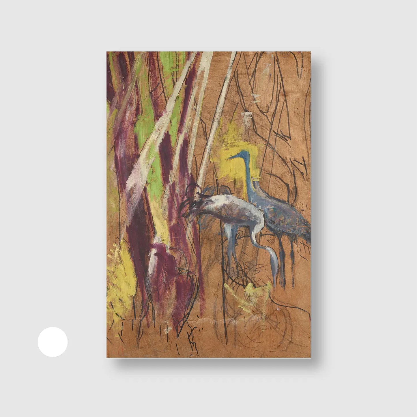 Heron (1923) (Graphic Only) with White Frame - Cozy Abstract Wall Art