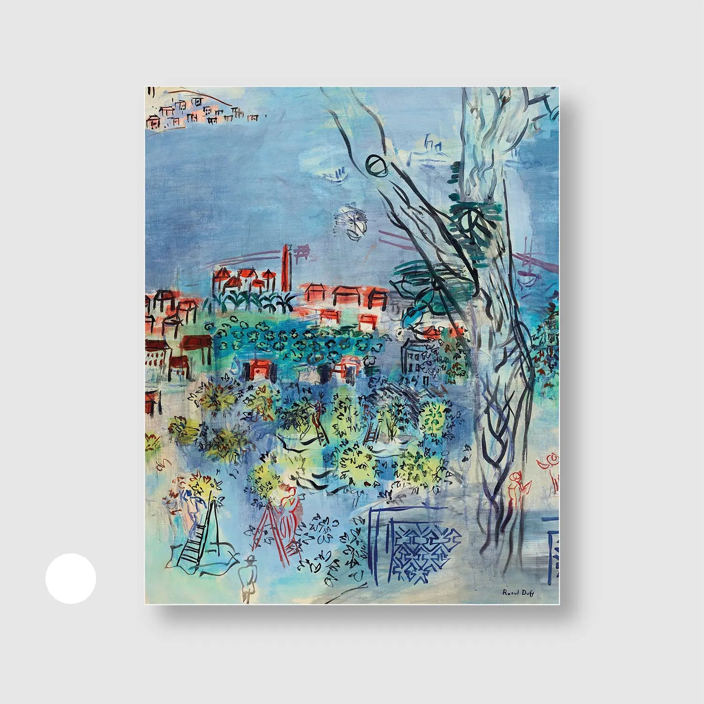 Study for Golfe-Juan (1926) (Graphic Only) with White Frame - Playful Abstract Wall Art