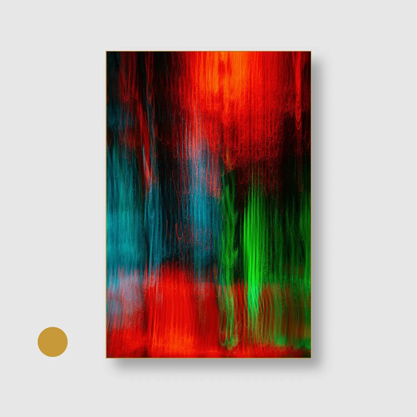 Neon Cascade with Gold Frame - Playful Abstract Wall Art