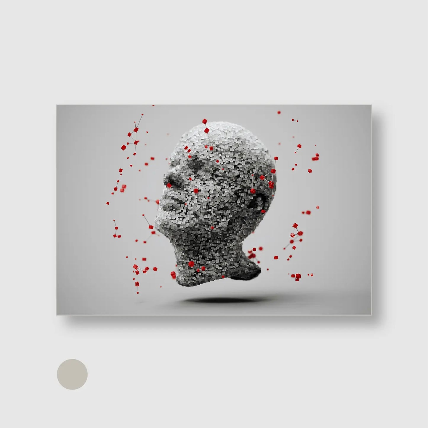 Fragmented Mind (Graphic Only) with Silver Frame - Futuristic Abstract Wall Art