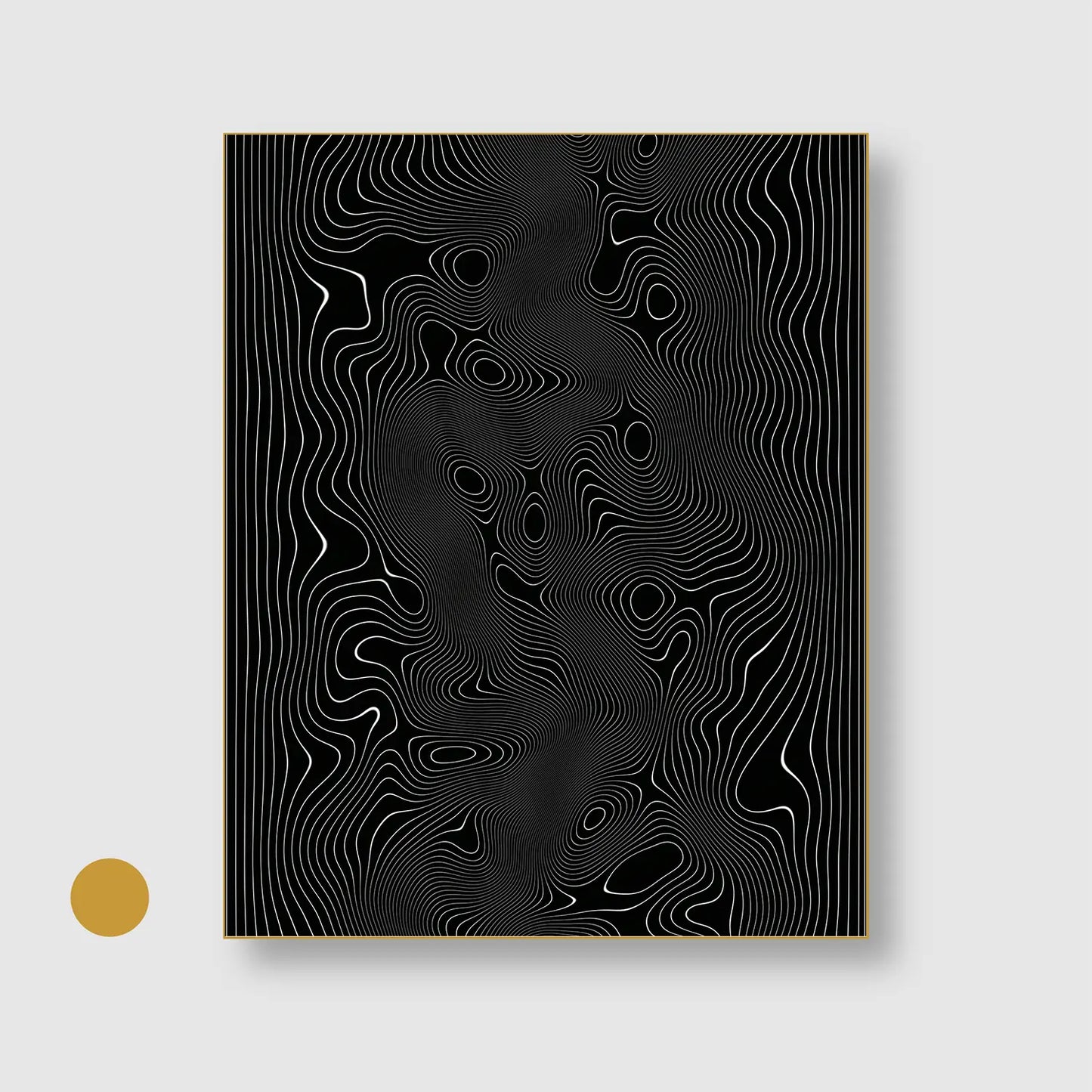 Midnight Contours (Graphic Only) with Gold Frame - Minimal Abstract Wall Art
