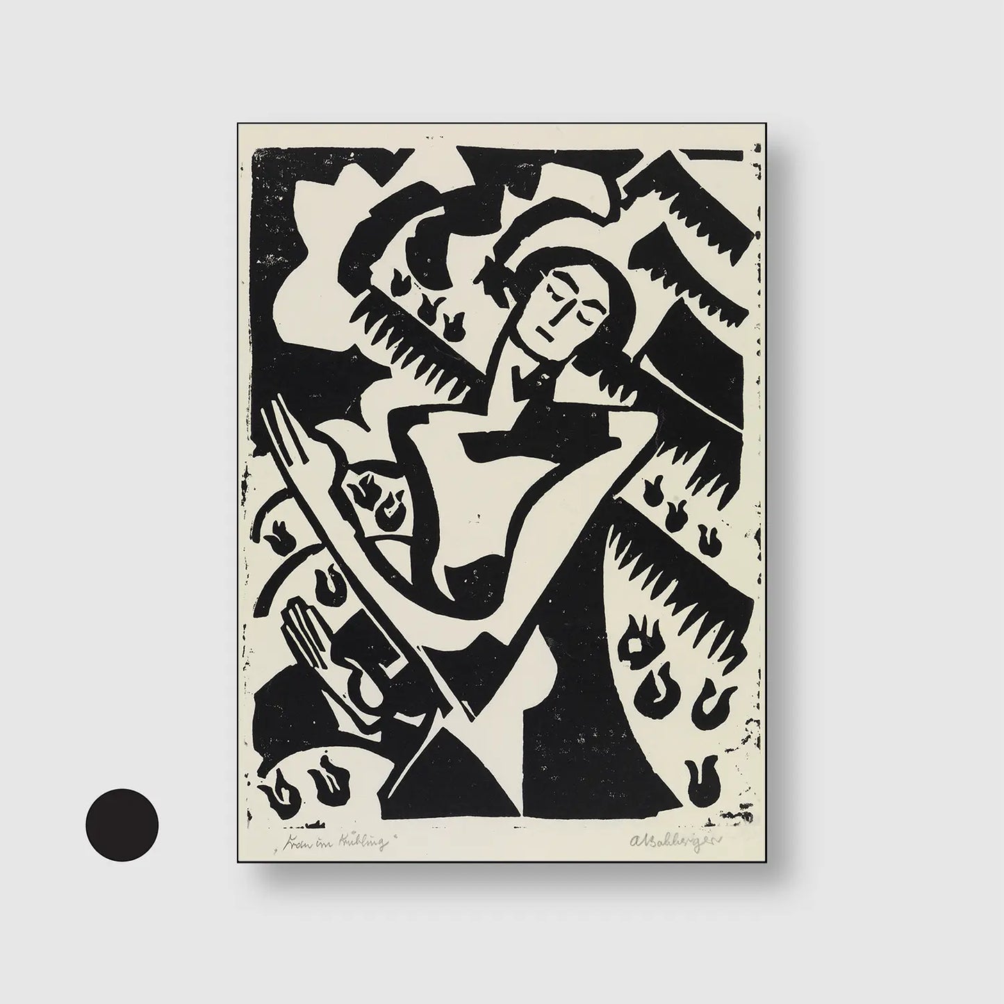 Woman in spring (Graphic Only) with Black Frame - Dramatic People Wall Art