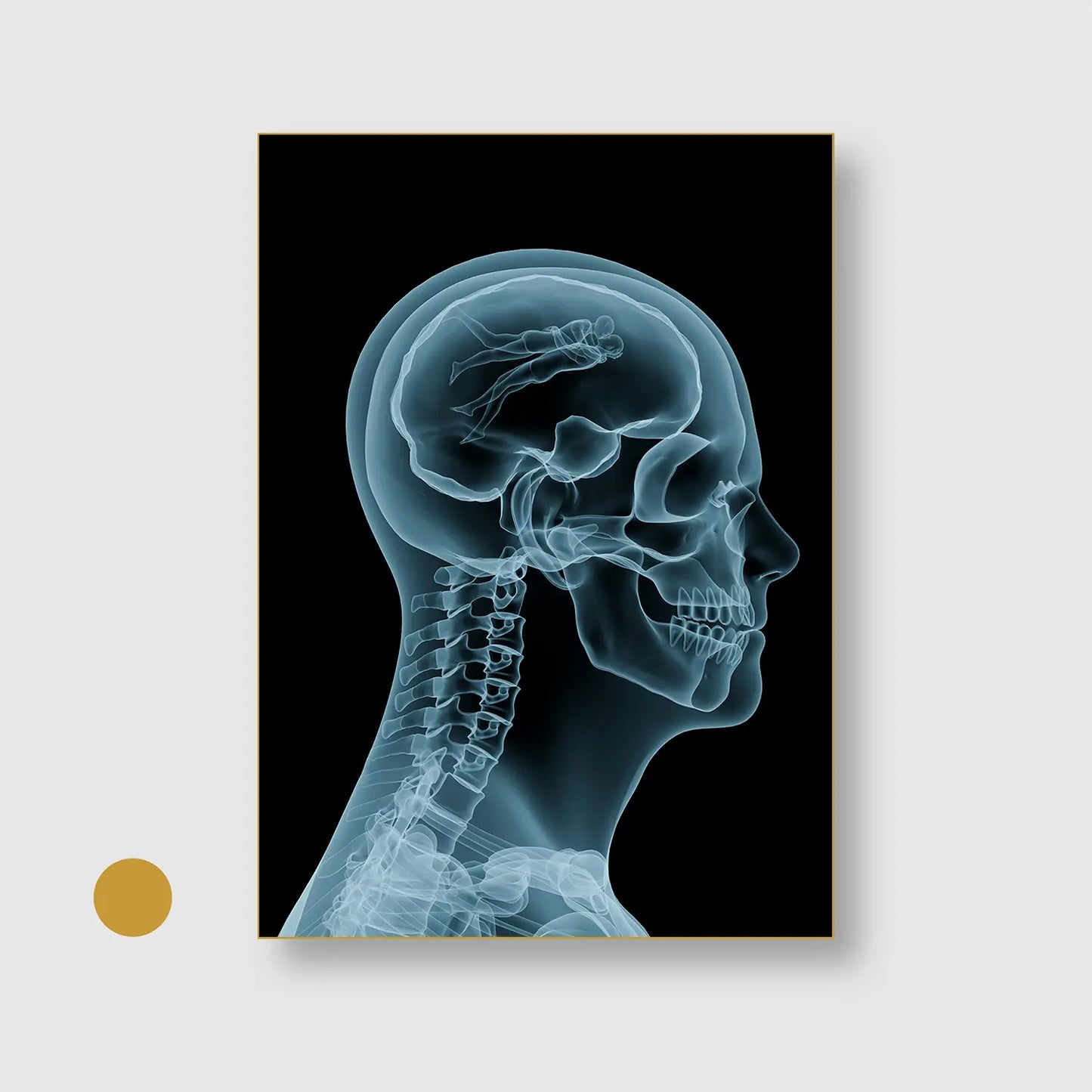 Love on the Mind with Gold Frame - Futuristic Abstract Wall Art