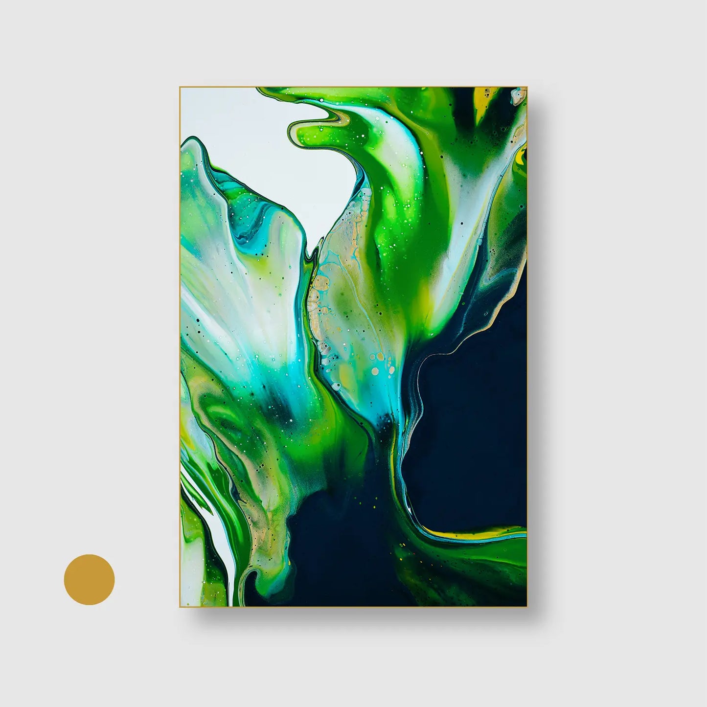 Emerald Flow (Graphic Only) with Gold Frame - Futuristic Abstract Wall Art