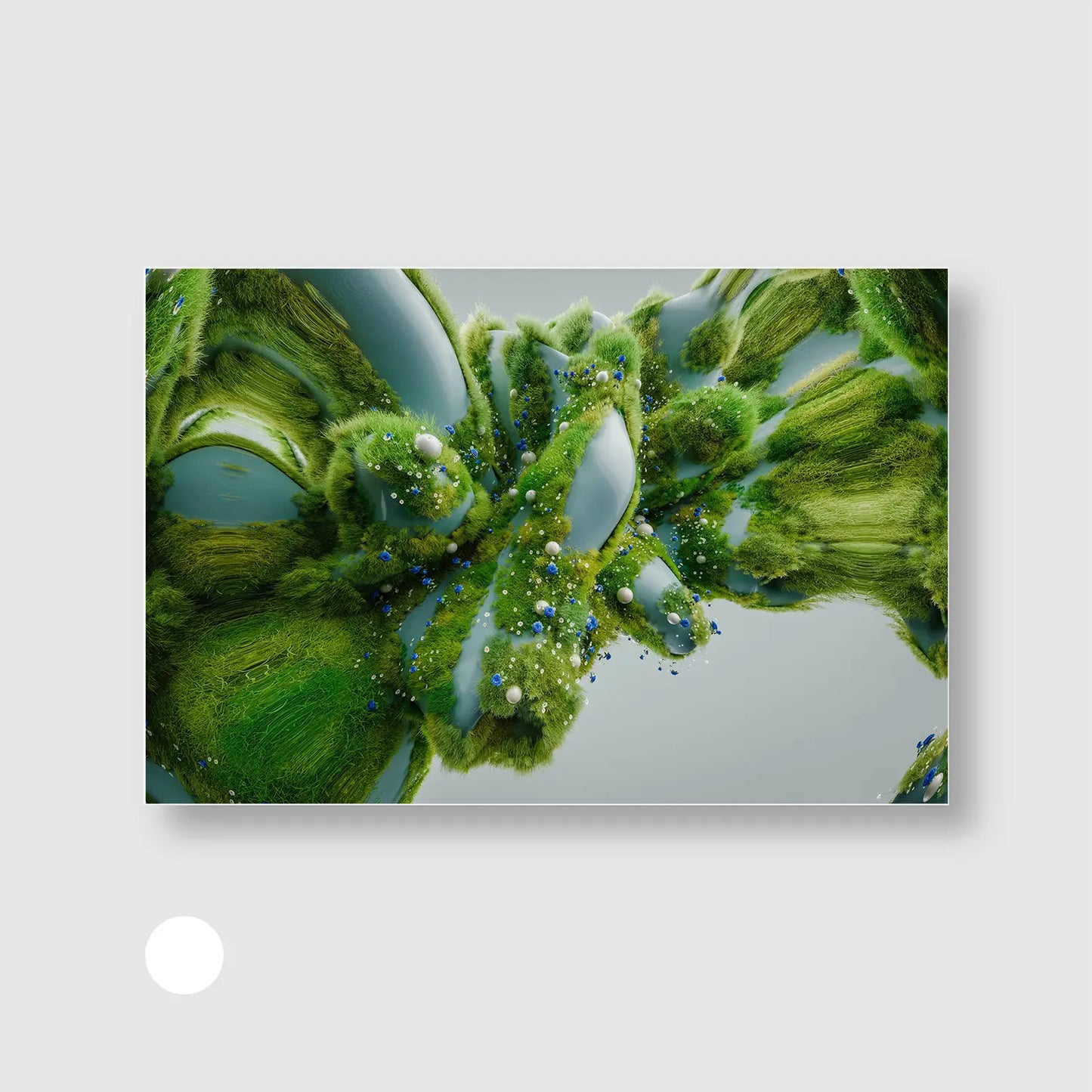 Botanical Fusion (Graphic Only) with White Frame - Futuristic Abstract Wall Art