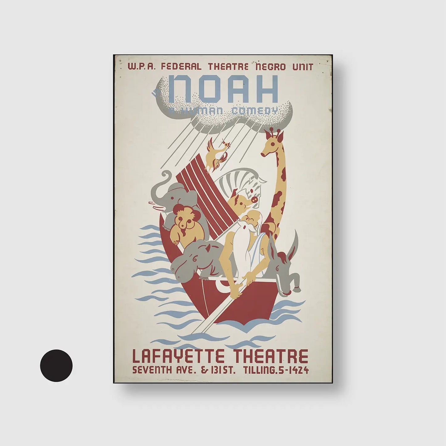 Noah (1934-1943) (Graphic Only) with Black Frame - Playful Illustration Wall Art