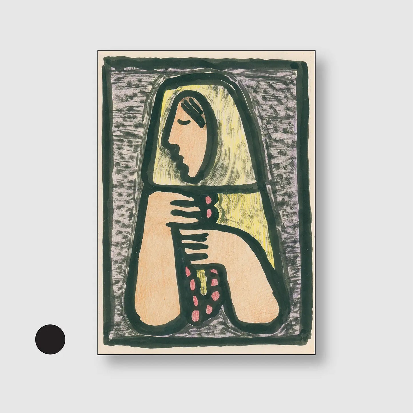 Woman with a Rosary (1933) (Graphic Only) with Black Frame - Serene Religious Wall Art