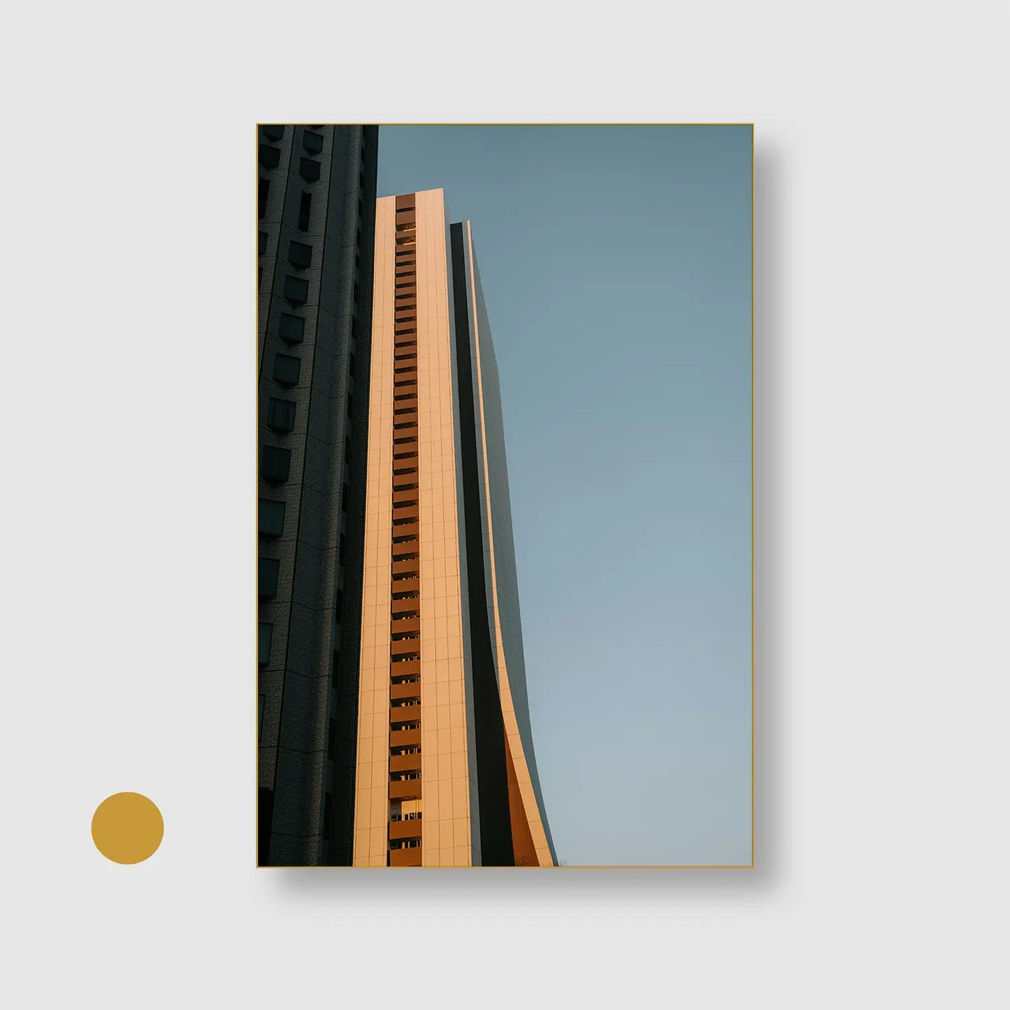 Golden Facade (Graphic Only) with Gold Frame - Dramatic Urban Wall Art