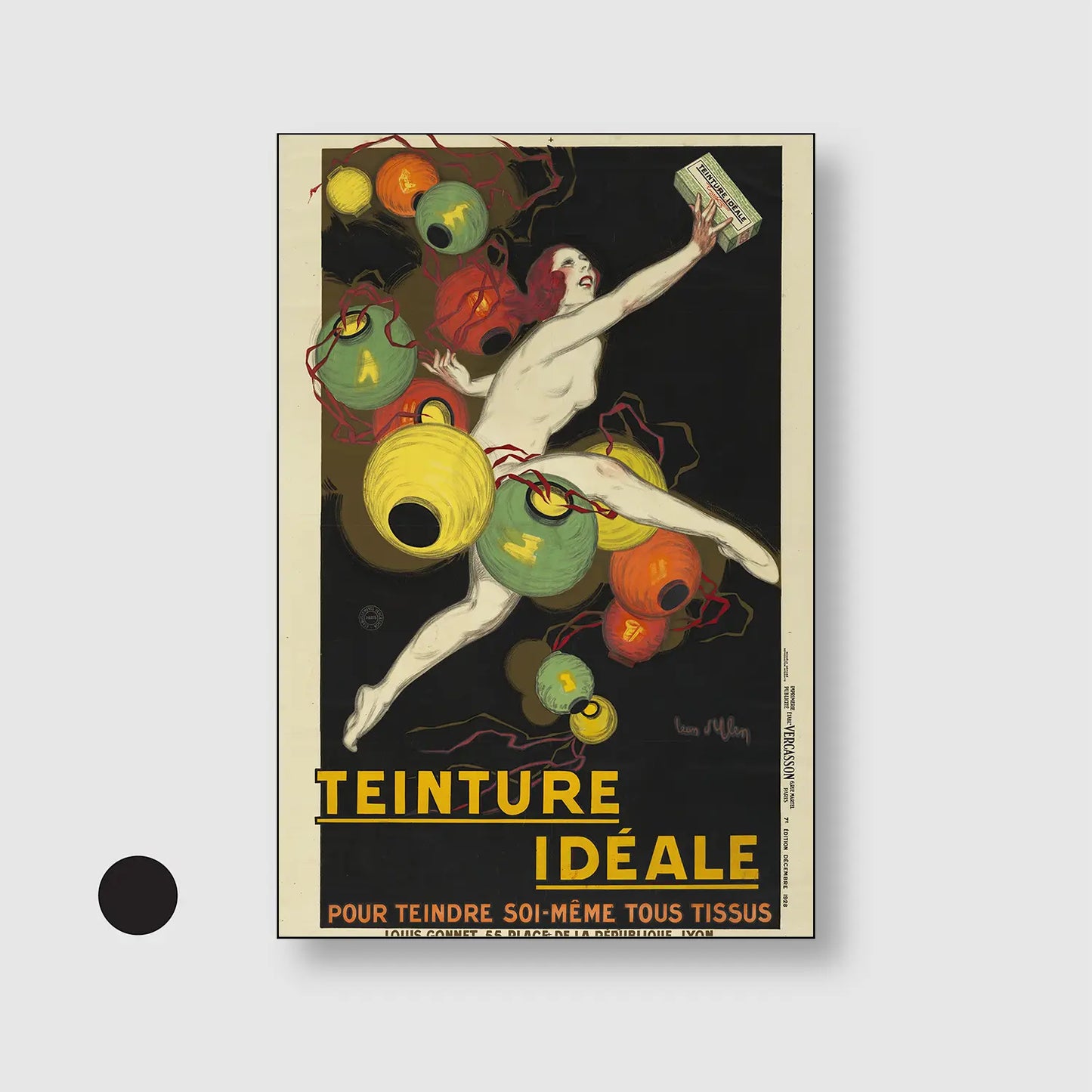 Ideal Dye (1928) (Graphic Only) with Black Frame - Dramatic Illustration Wall Art