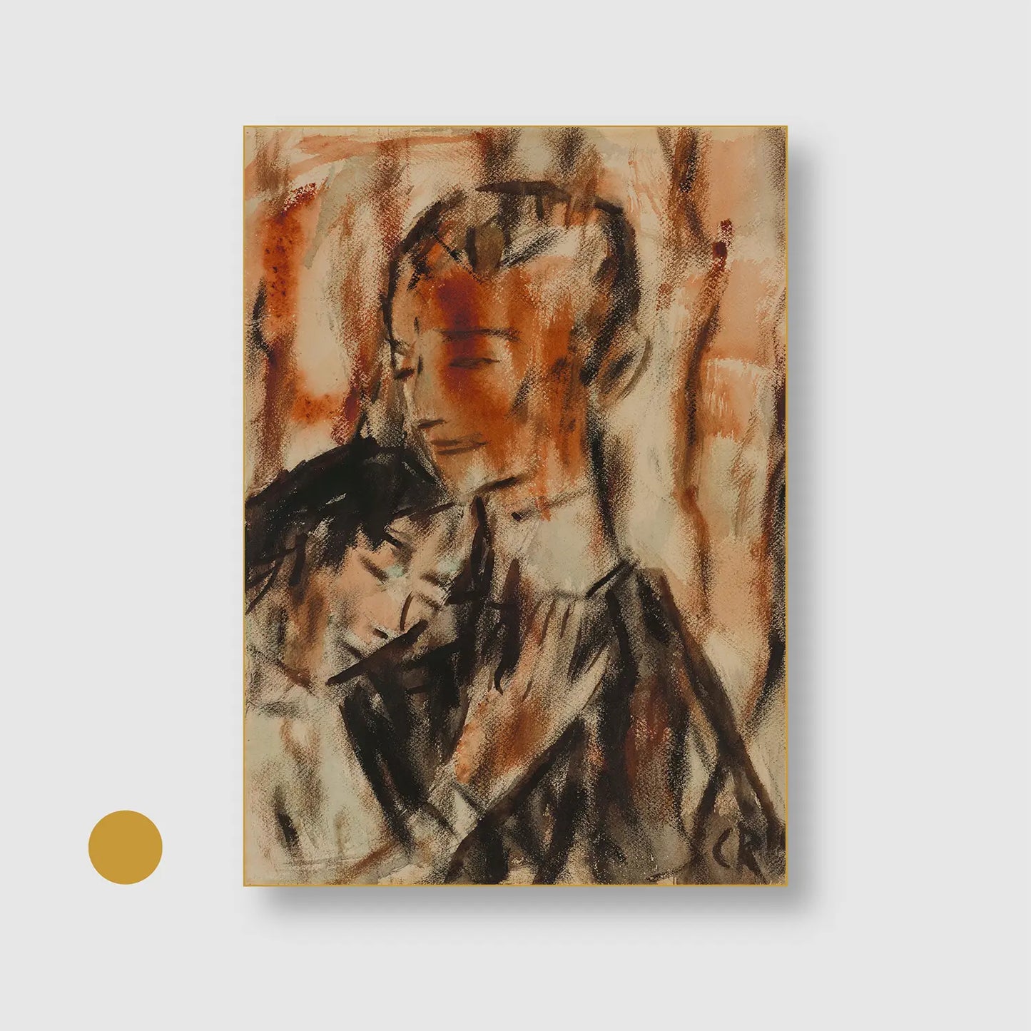 Lovers (1919) with Gold Frame - Dramatic People Wall Art