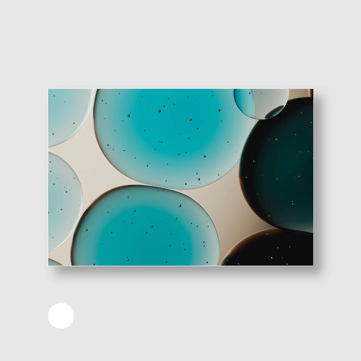 Aqua Orbits (Graphic Only) with White Frame - Futuristic Abstract Wall Art