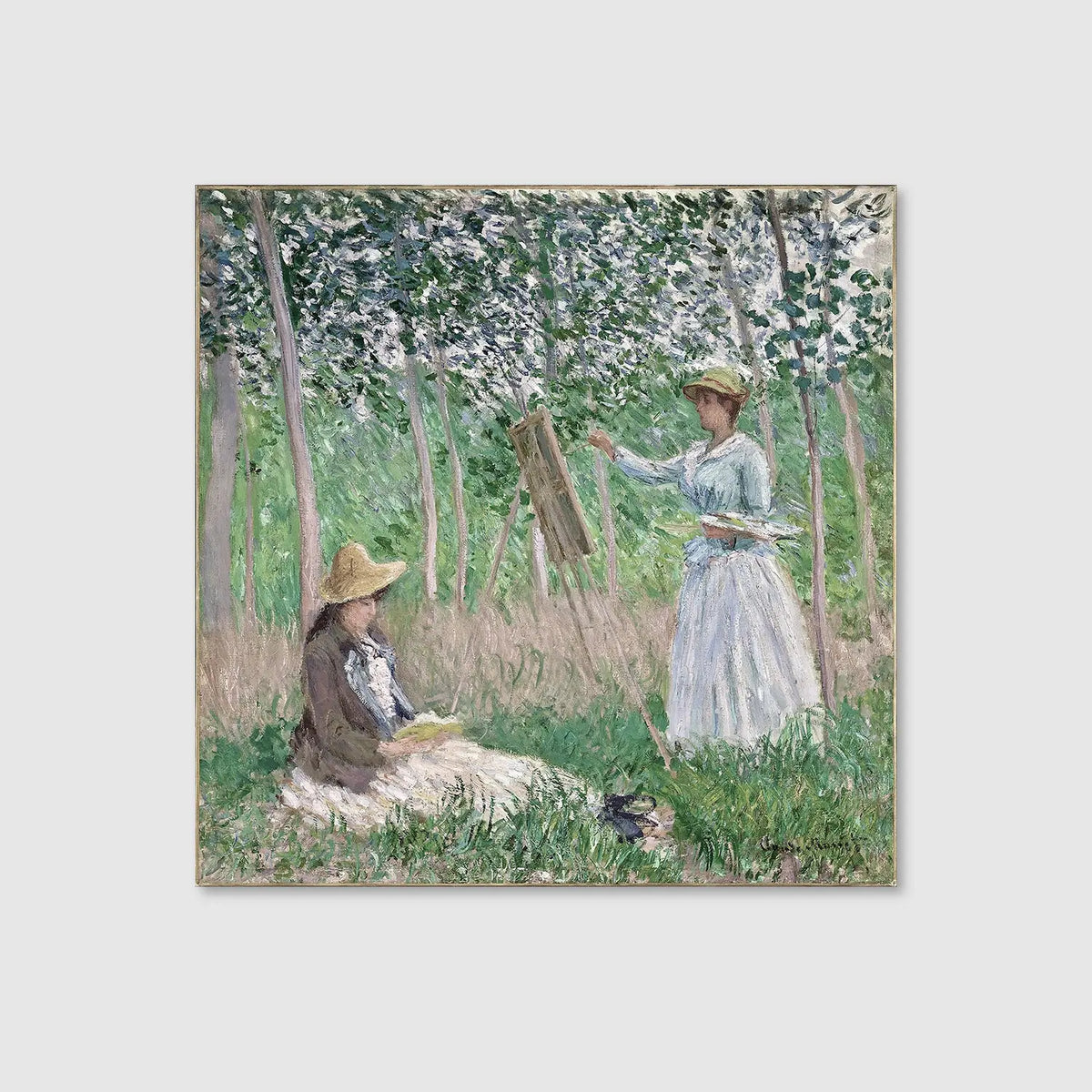 In the Woods at Giverny: Blanche Hoschedé at Her Easel with Suzanne Hoschedé Reading