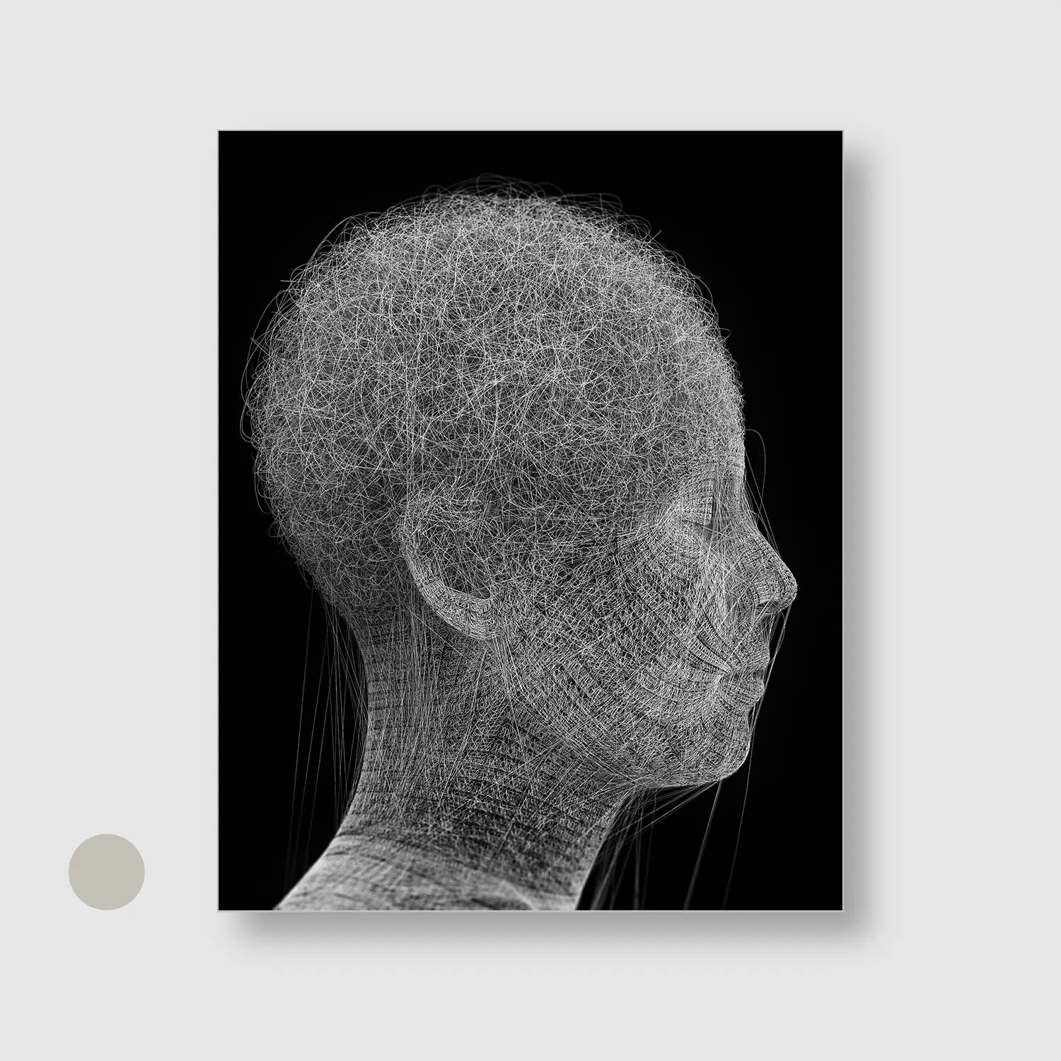 Cognitive Mesh (Graphic Only) with Silver Frame - Futuristic Abstract Wall Art