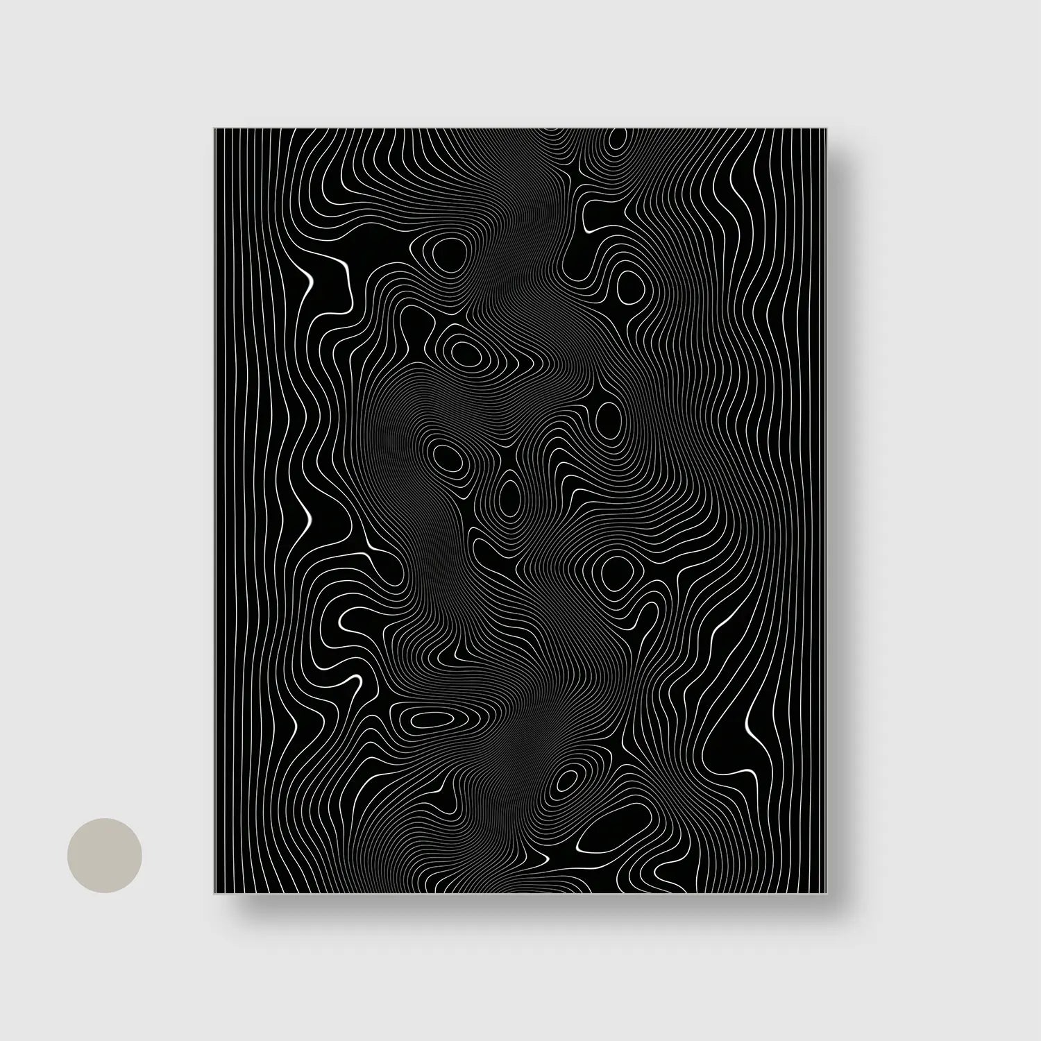Midnight Contours (Graphic Only) with Silver Frame - Minimal Abstract Wall Art
