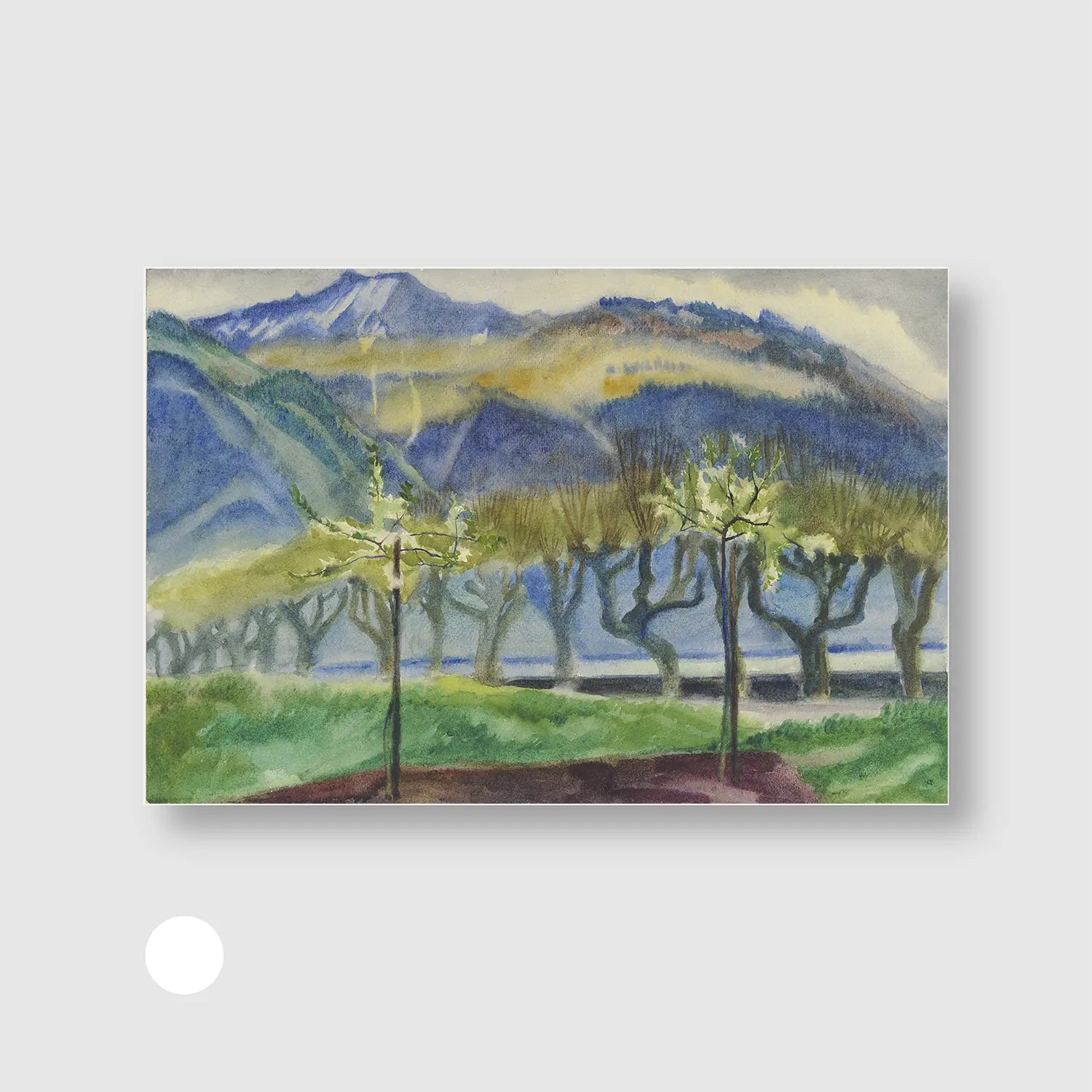 Near Clarens on Lake Geneva (1924) (Graphic Only) with White Frame - Serene Landscape Wall Art