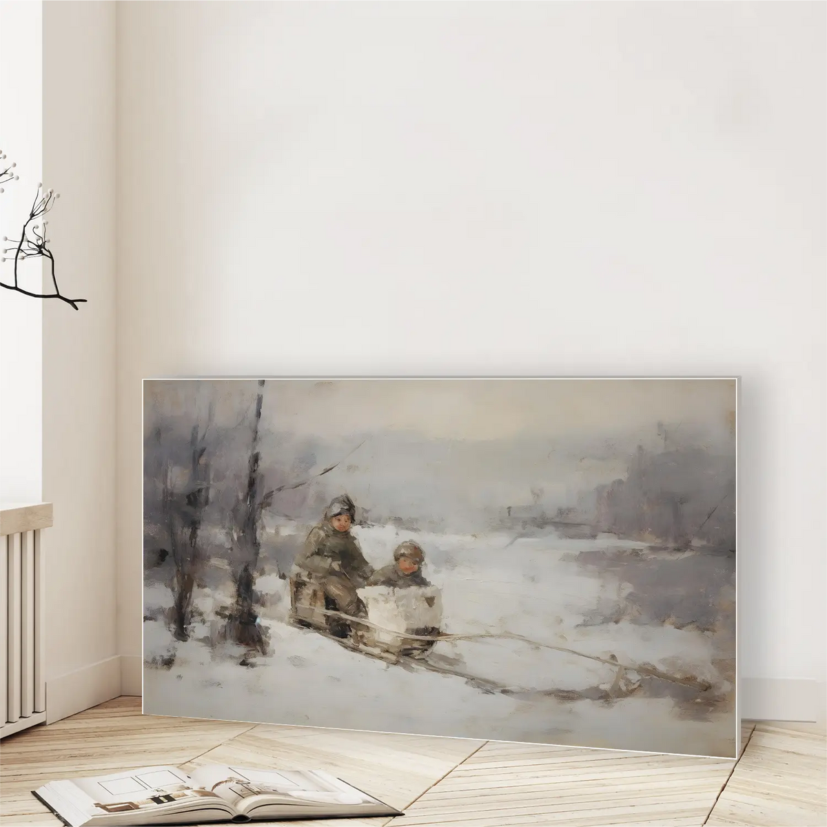 Winter Children Sledding