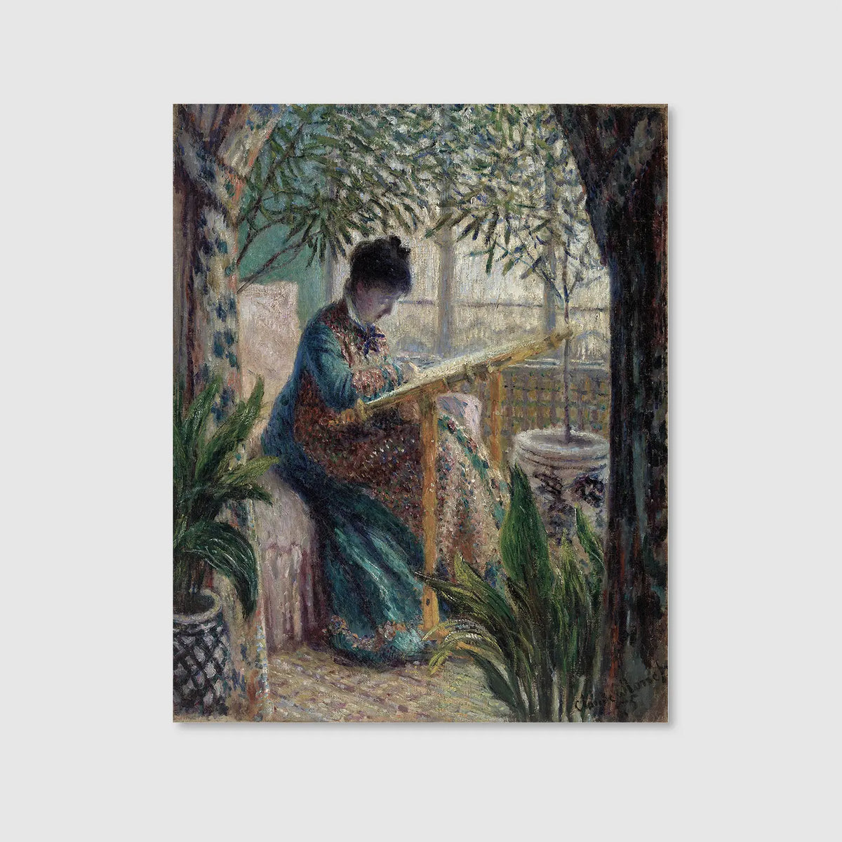 Camille Monet Embroidering