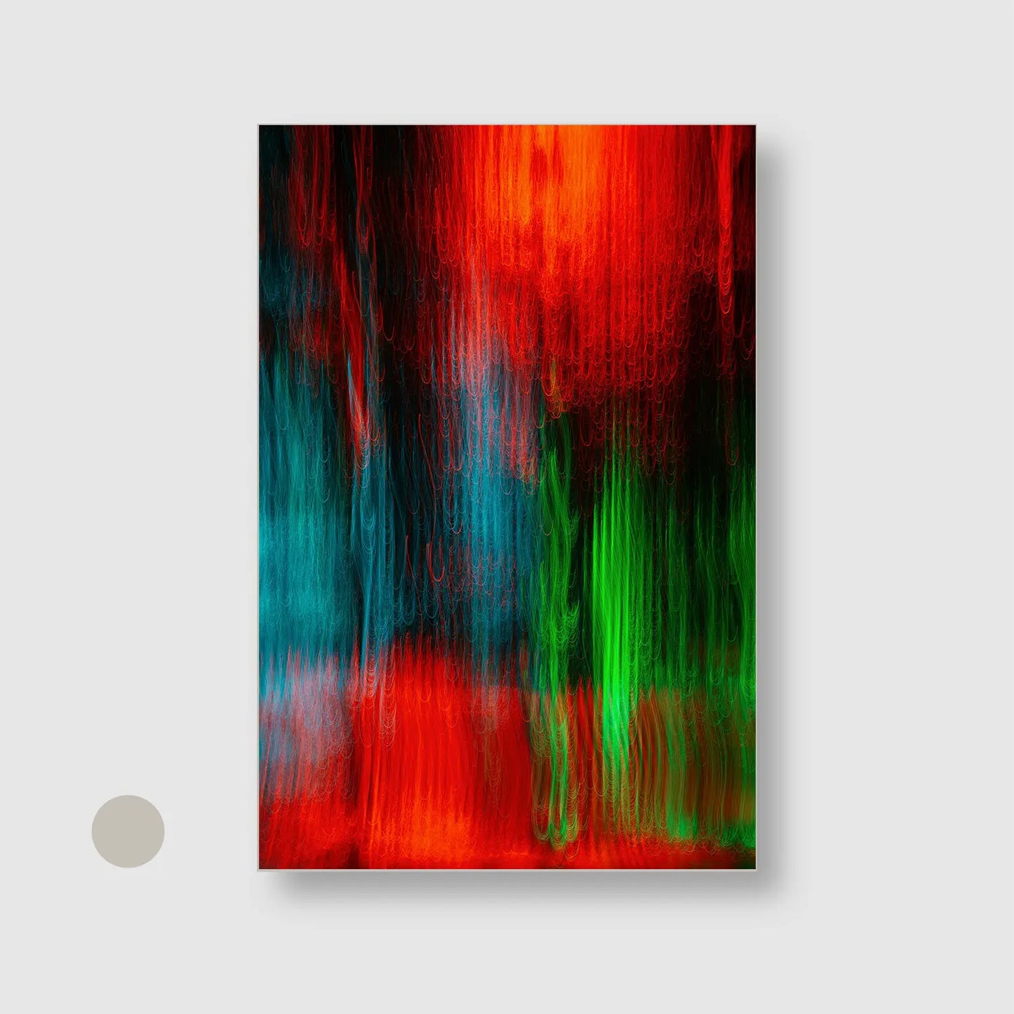 Neon Cascade with Silver Frame - Playful Abstract Wall Art