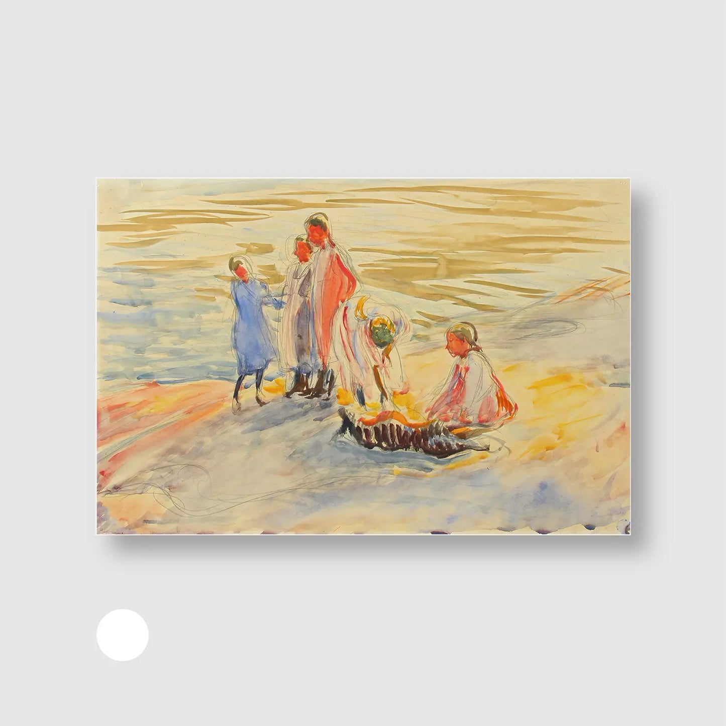 Girls on the Shore (1910) (Graphic Only) with White Frame - Serene People Wall Art