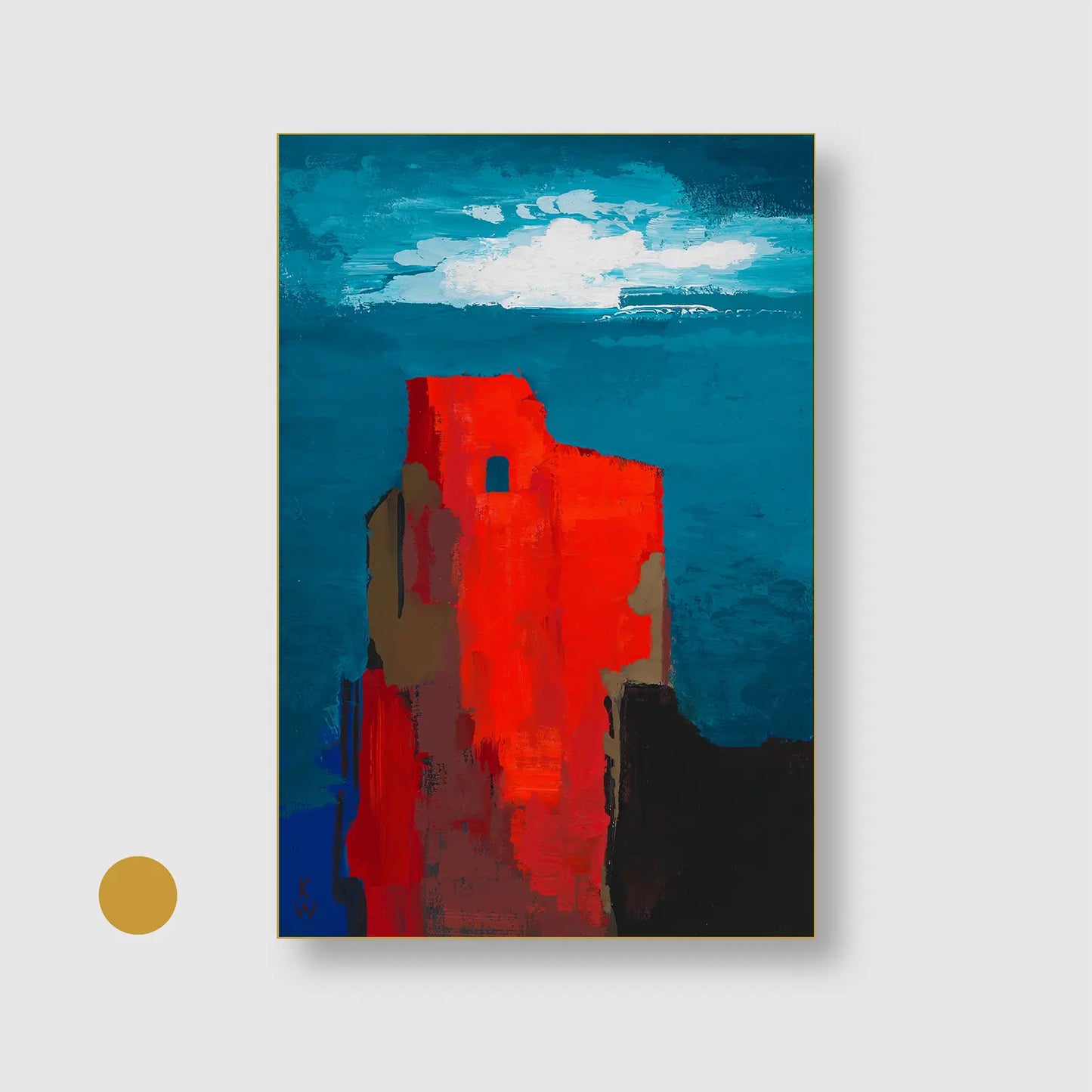Burgruine (around 1943) (Graphic Only) with Gold Frame - Dramatic Abstract Wall Art