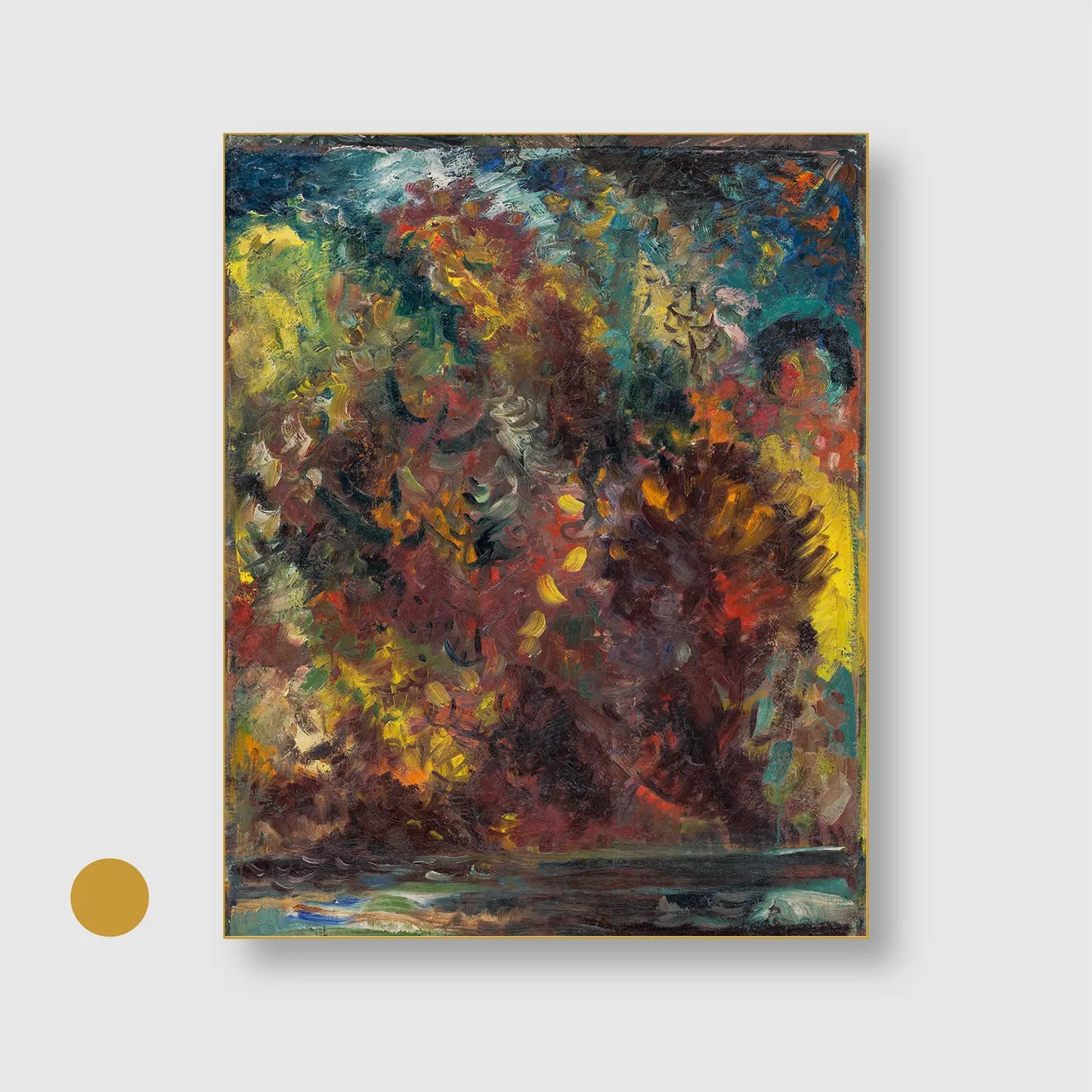 Autumn on a River Bank (1940–1944) (Graphic Only) with Gold Frame - Dramatic Abstract Wall Art