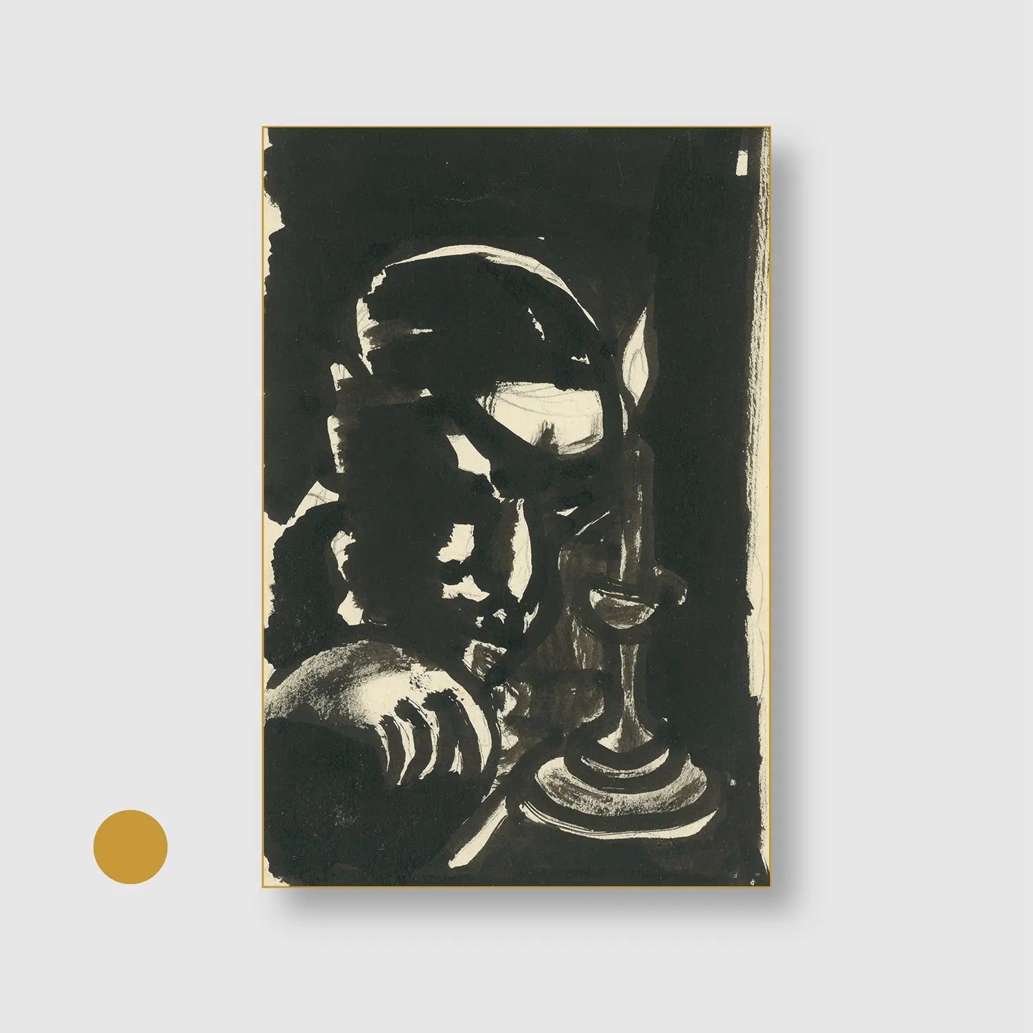 Man by the Candle Constantine (1922–1926) (Graphic Only) with Gold Frame - Dramatic Abstract Wall Art