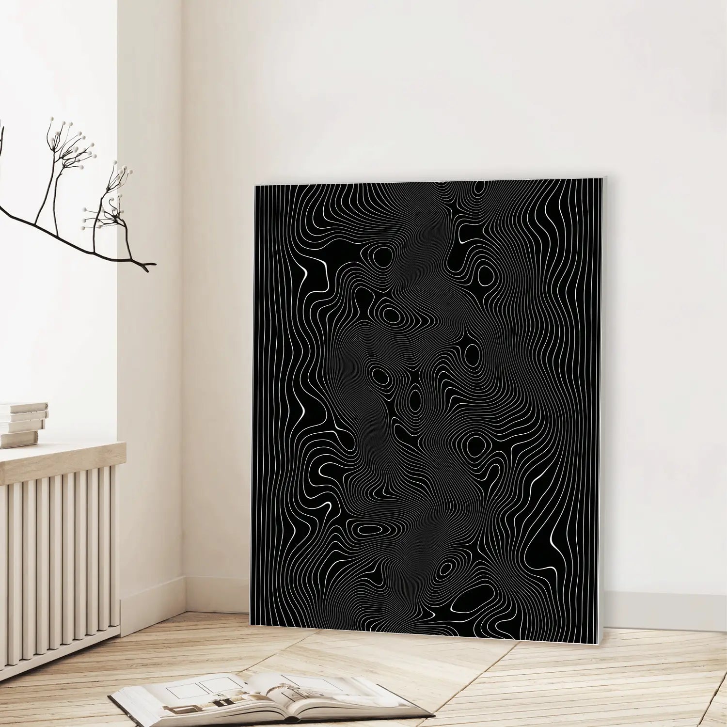 Midnight Contours (Graphic Only) Lifestyle View - Minimal Abstract Wall Art