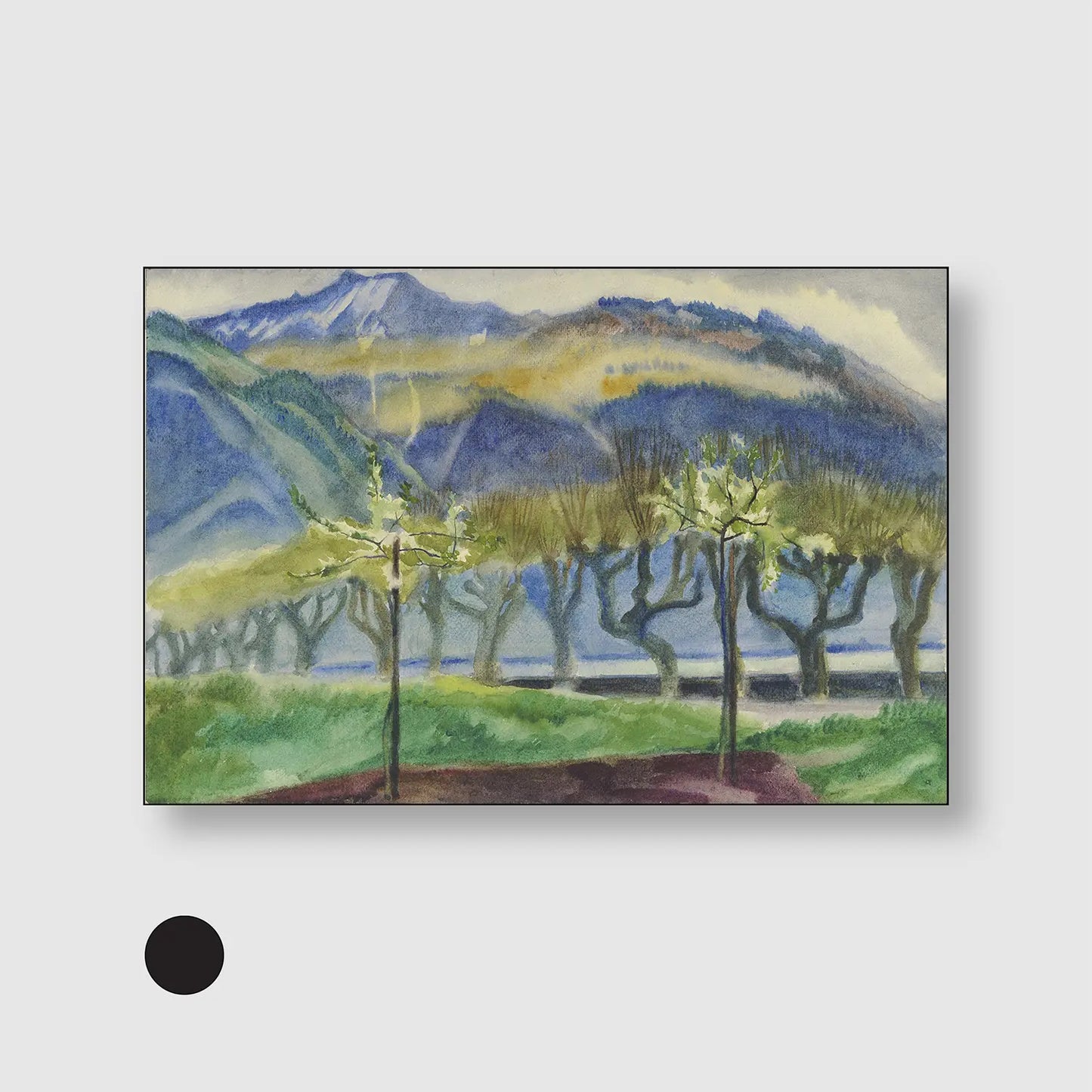 Near Clarens on Lake Geneva (1924) (Graphic Only) with Black Frame - Serene Landscape Wall Art