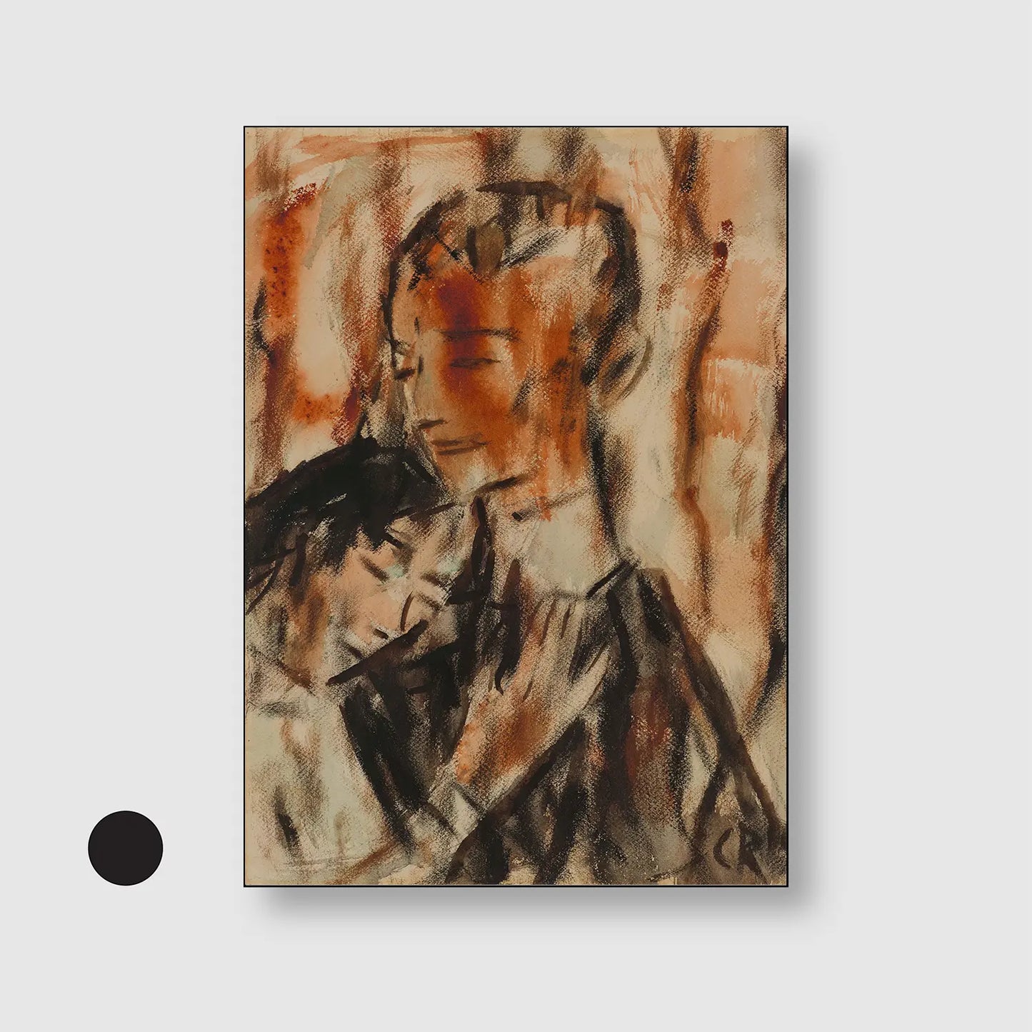 Lovers (1919) (Graphic Only) with Black Frame - Dramatic People Wall Art