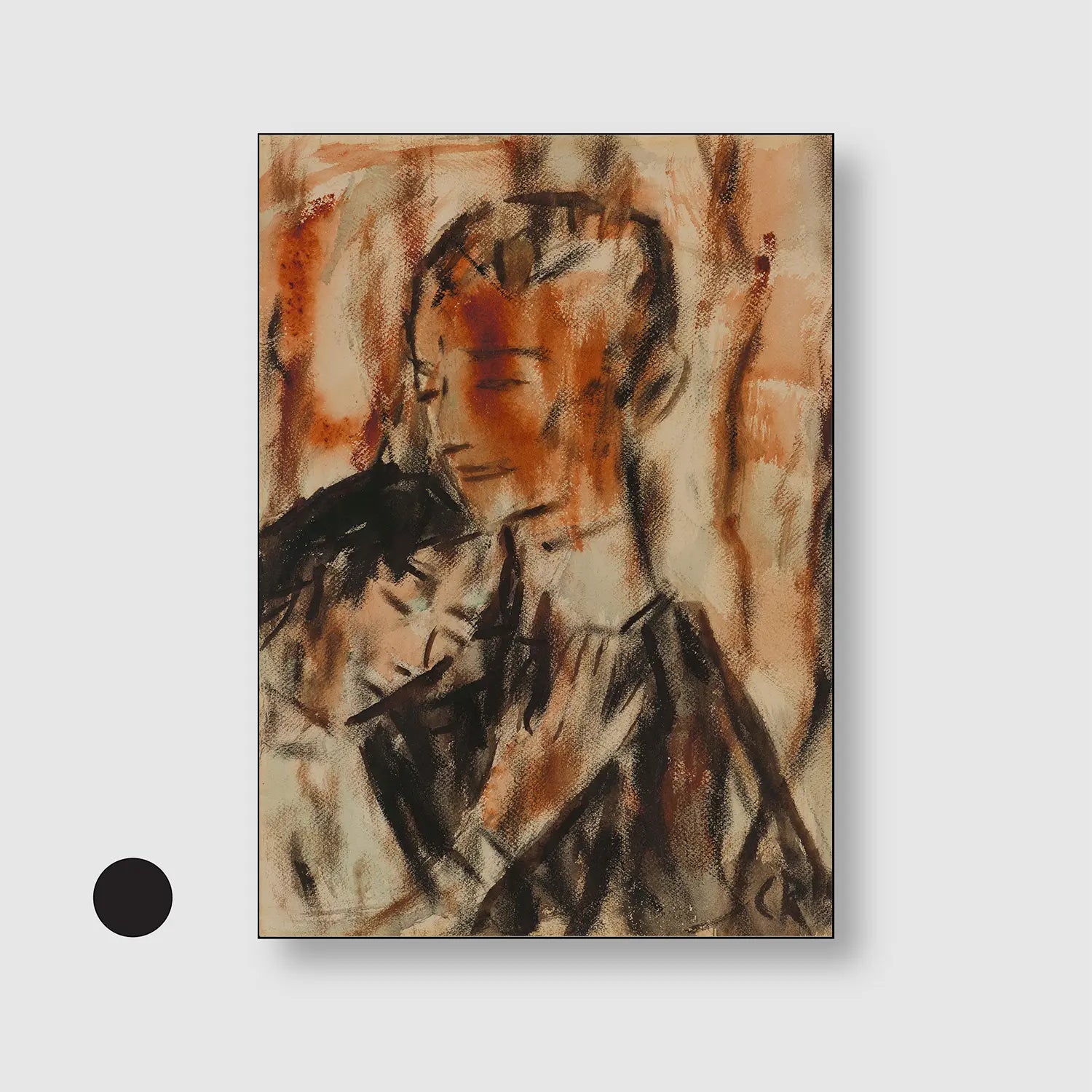 Lovers (1919) (Graphic Only) with Black Frame - Dramatic People Wall Art