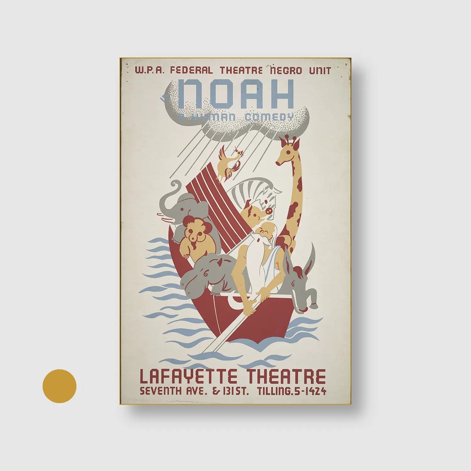 Noah (1934-1943) (Graphic Only) with Gold Frame - Playful Illustration Wall Art