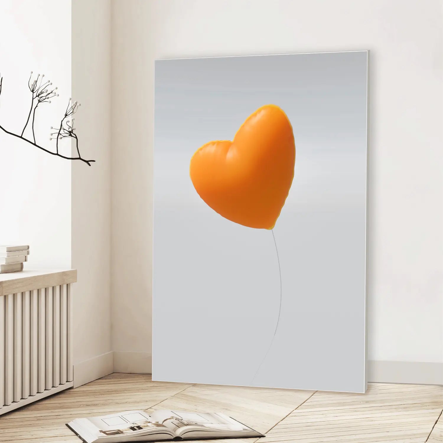 Orange heart balloon (Graphic Only) Lifestyle View - Playful Abstract Wall Art